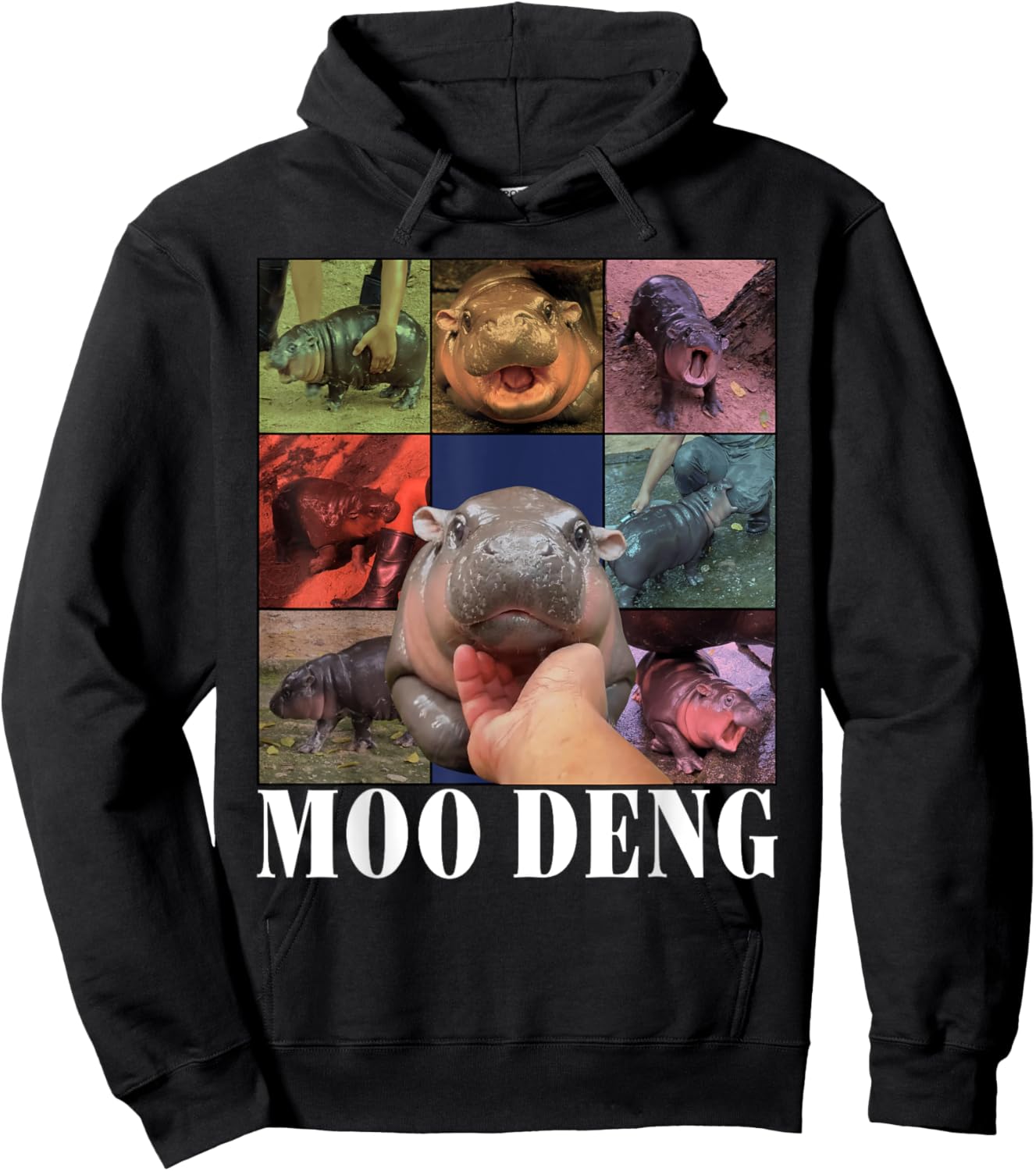 Funny Moo-Deng Baby Pygmy Hippo Cute Zoo For Family Hoodie - Hoodie | Black