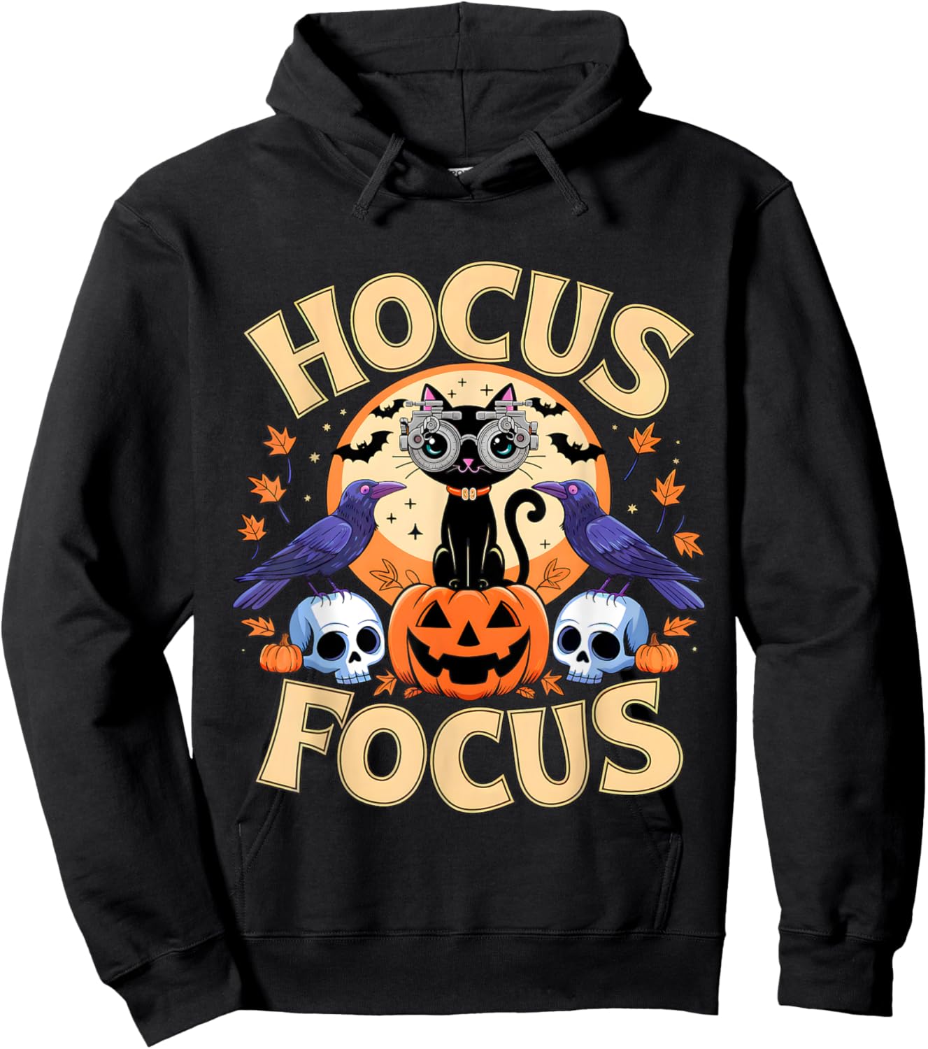 Hocus Focus Optometry Halloween Shirt Eye Doctor Cat Spooky Hoodie - Hoodie | Black