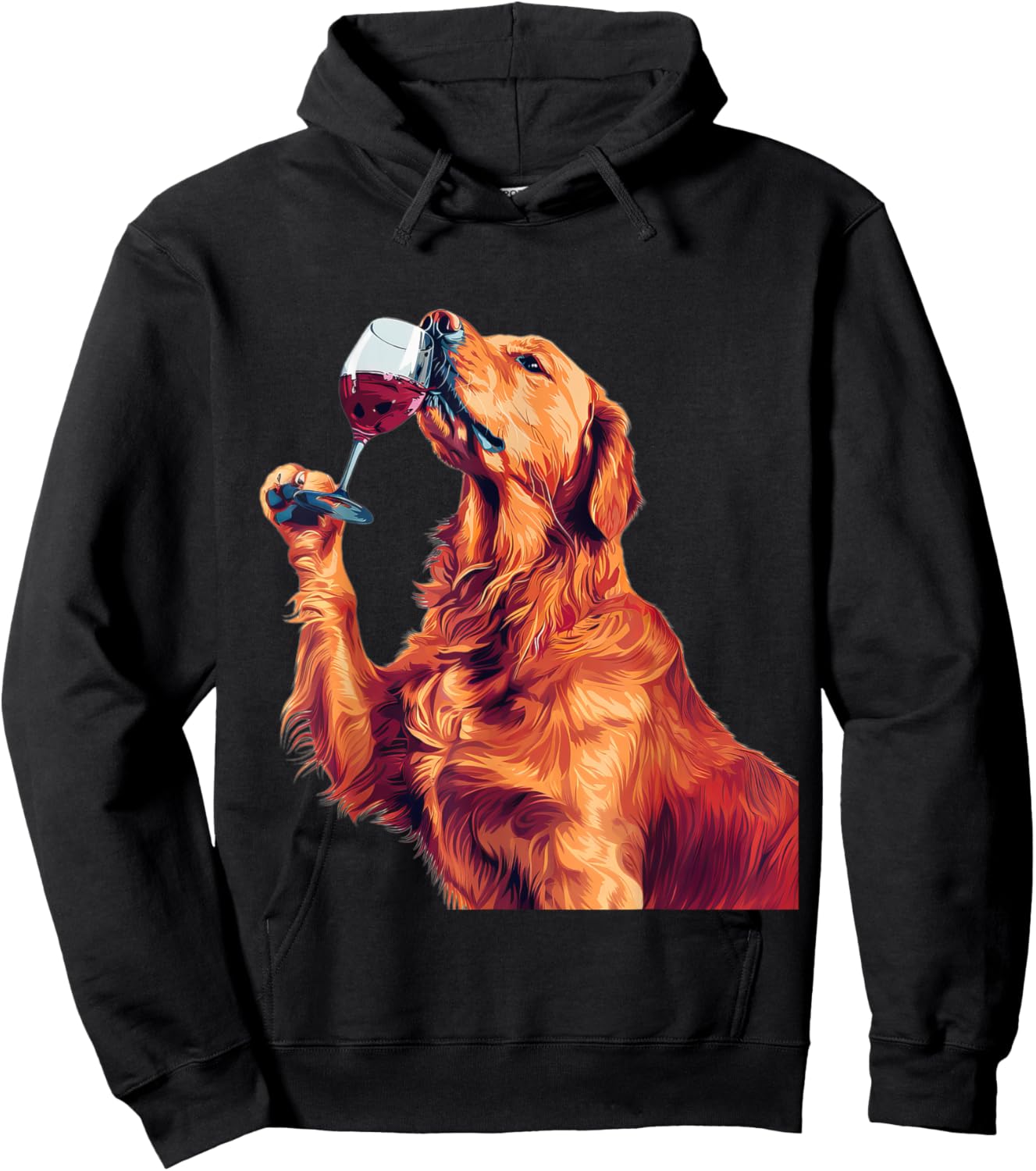Golden Retriever Wine Hoodie - Hoodie | Black