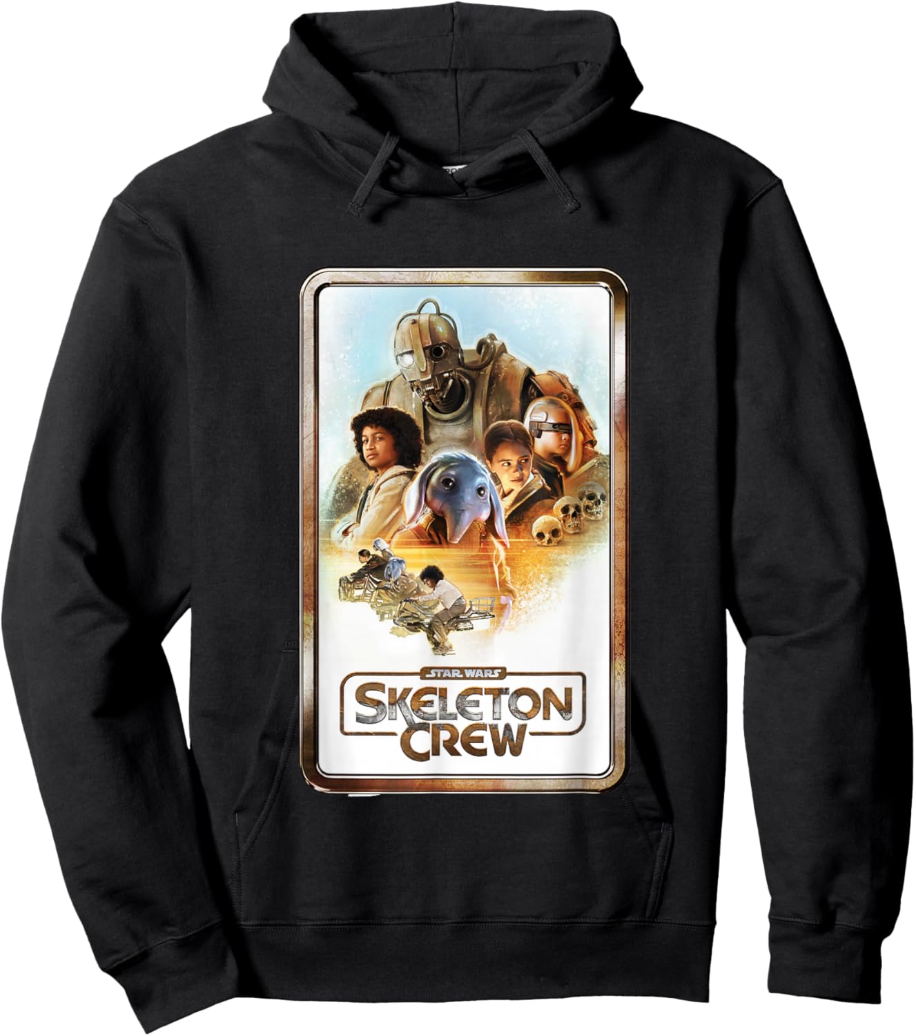 Star Wars Skeleton Crew Retro Golden Frame Poster Hoodie - Hoodie | Black