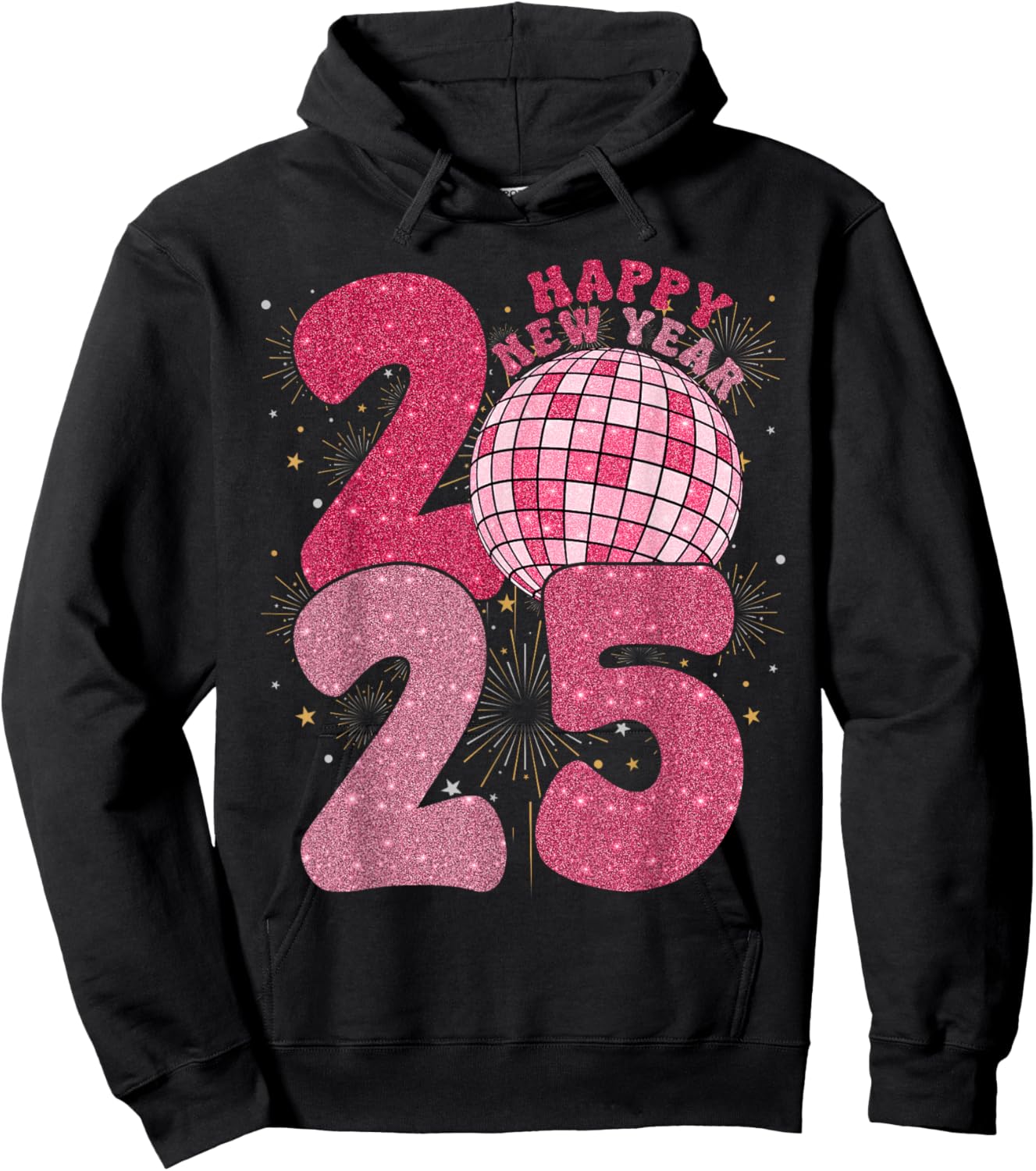 Groovy Happy New Year 2025 Disco Ball New Years Eve Party Hoodie - Hoodie | Black