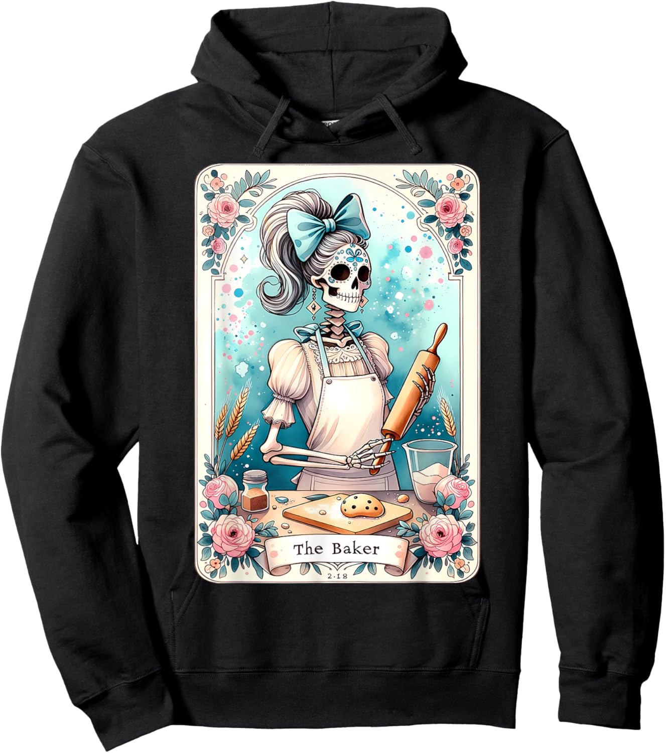 The Baker Tarot Card Skeleton Cook Witchy Chef Kitchen Lover Hoodie - Hoodie | Black