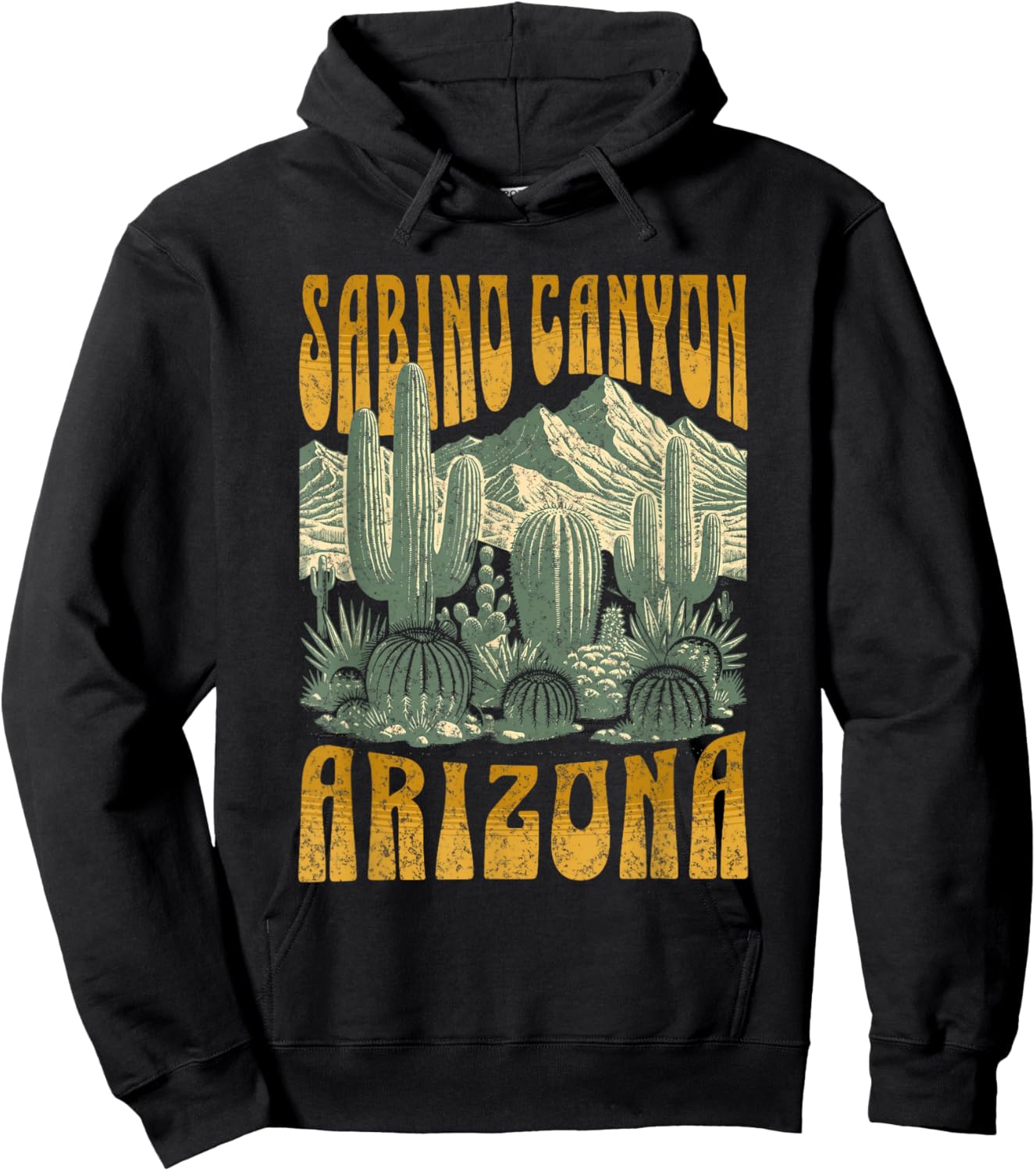 Sabino Canyon Arizona Cactus Retro Matching Family Hoodie - Hoodie | Black