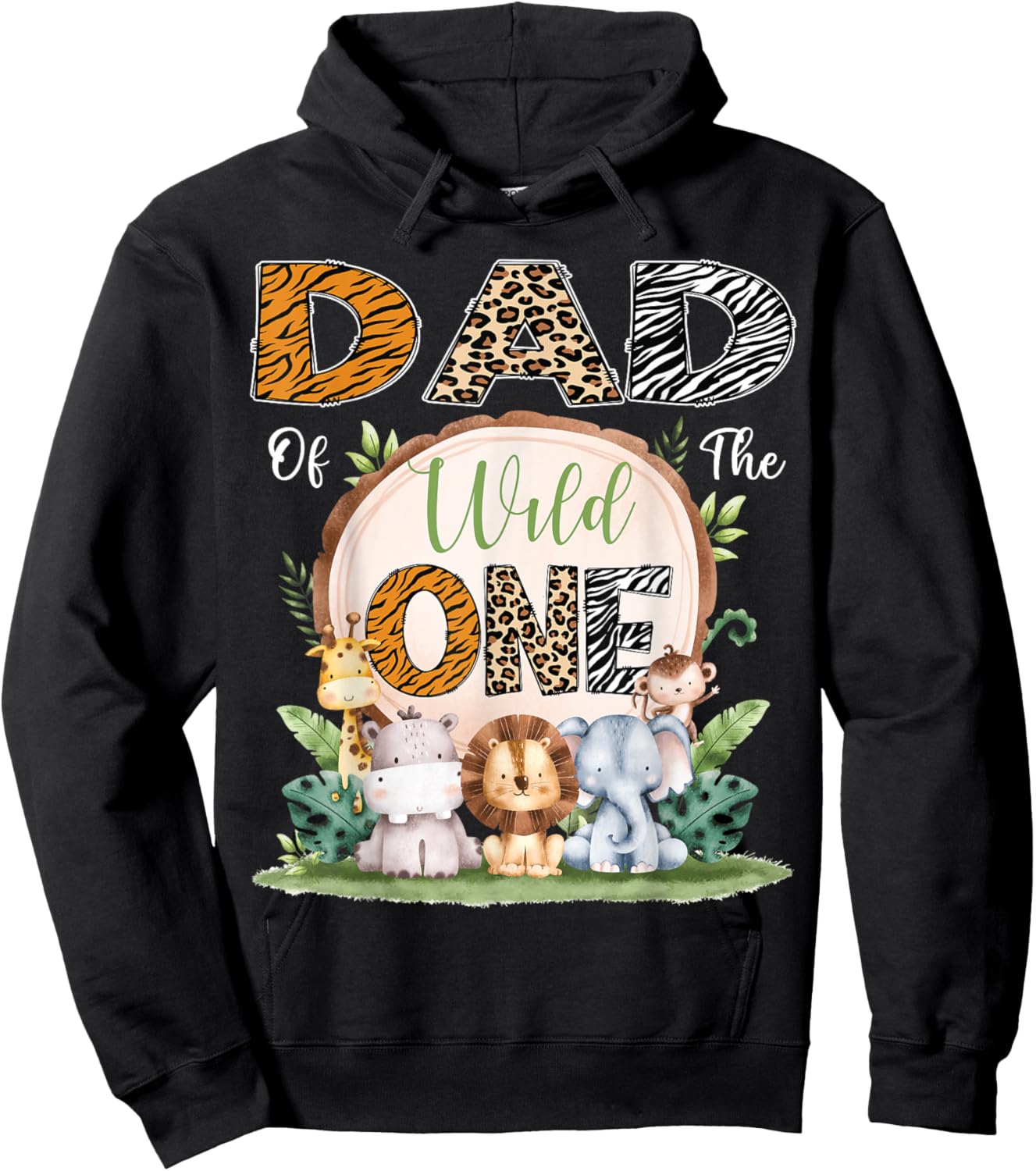 Dad Of The Wild One First Birthday Safari Woodland Hoodie - Hoodie | Black