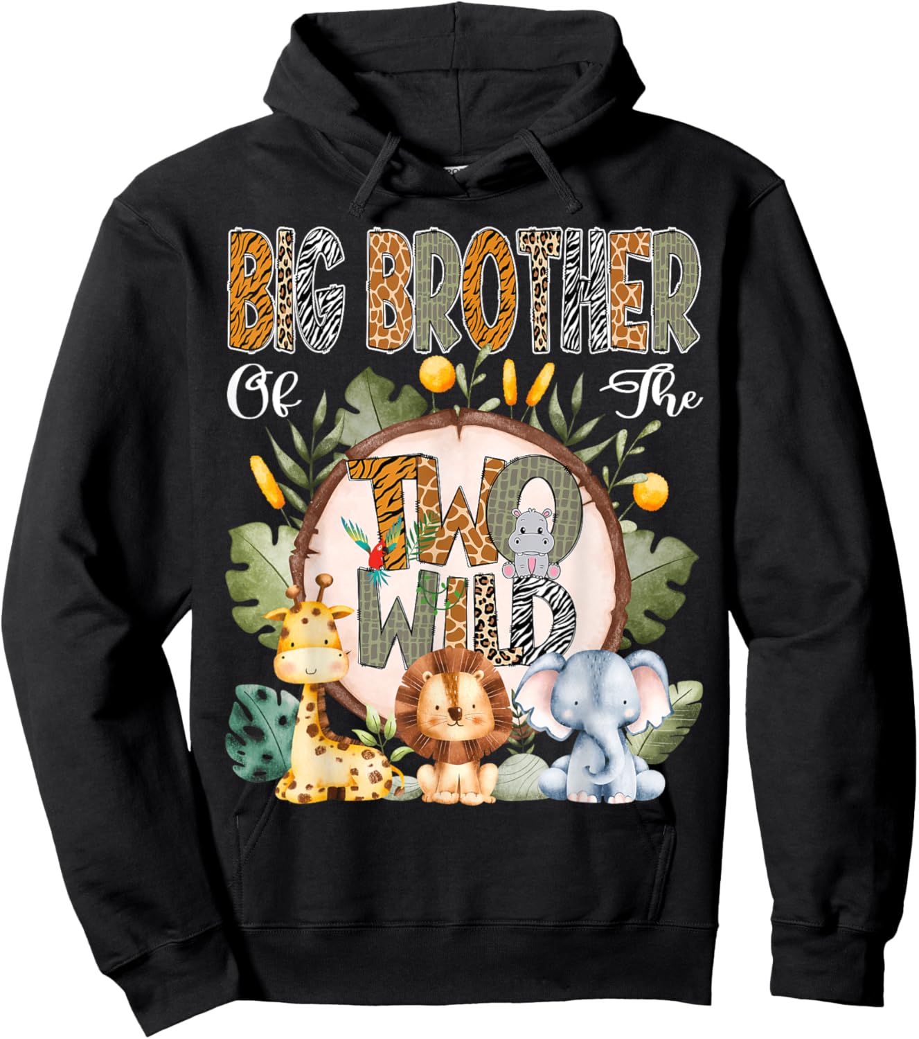 Big Brother Of The Two Wild Animal Safari 2Nd Birthday Party Hoodie - Hoodie | Black