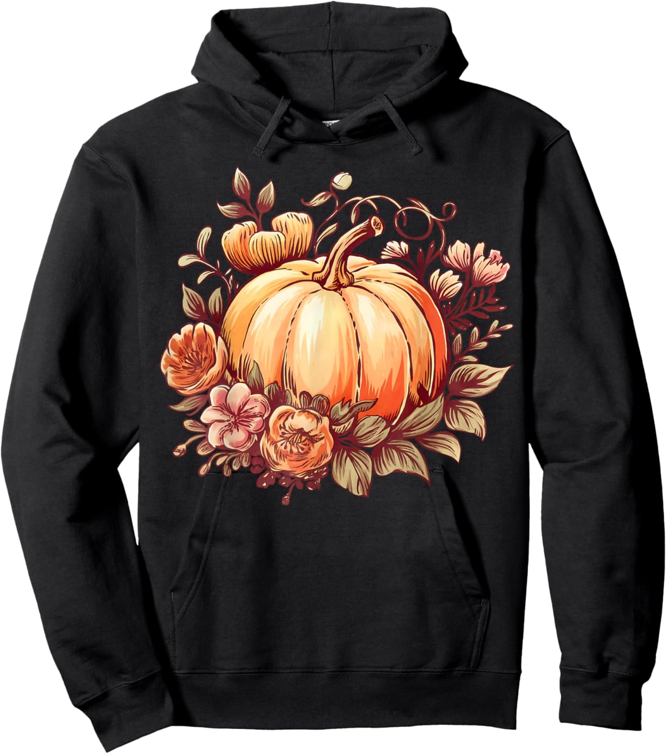 Fall Shirt Women Autumn Pumpkin Graphic Vintage Thanksgiving Hoodie - Hoodie | Black