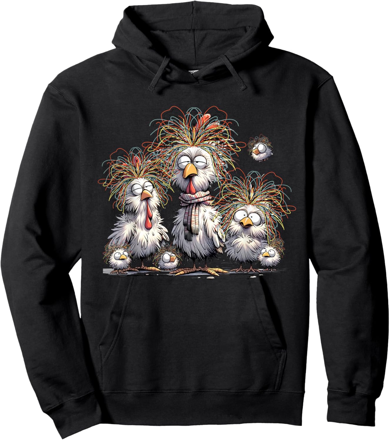 Eagerlys Colorful Chicken Funny Crazy Chicken Family Hoodie - Hoodie | Black
