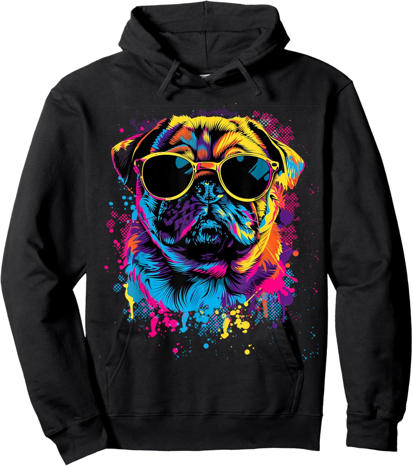 Pug Dog Lovers Design Colorful Pop Art Pug Hoodie - Hoodie | Black