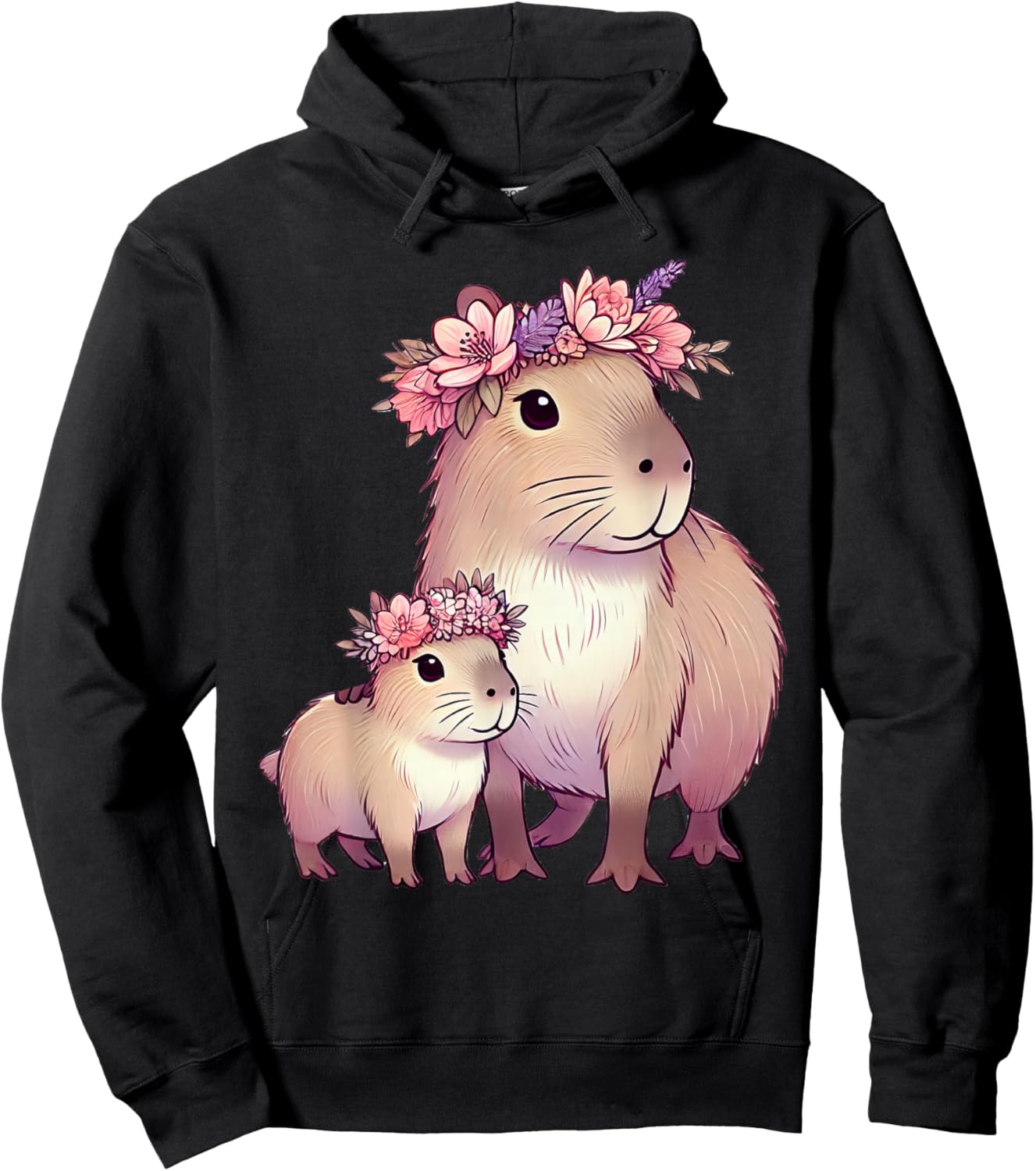 Capybara Mom Flower Hoodie - Hoodie | Black