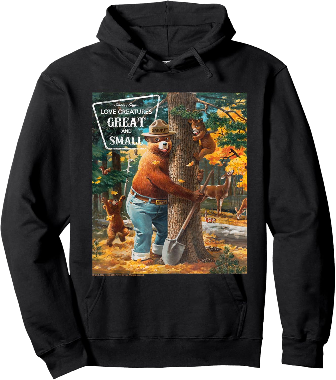 Smokey Bear Love Creatures Great And Small Tree Hug Hoodie - Hoodie | Black