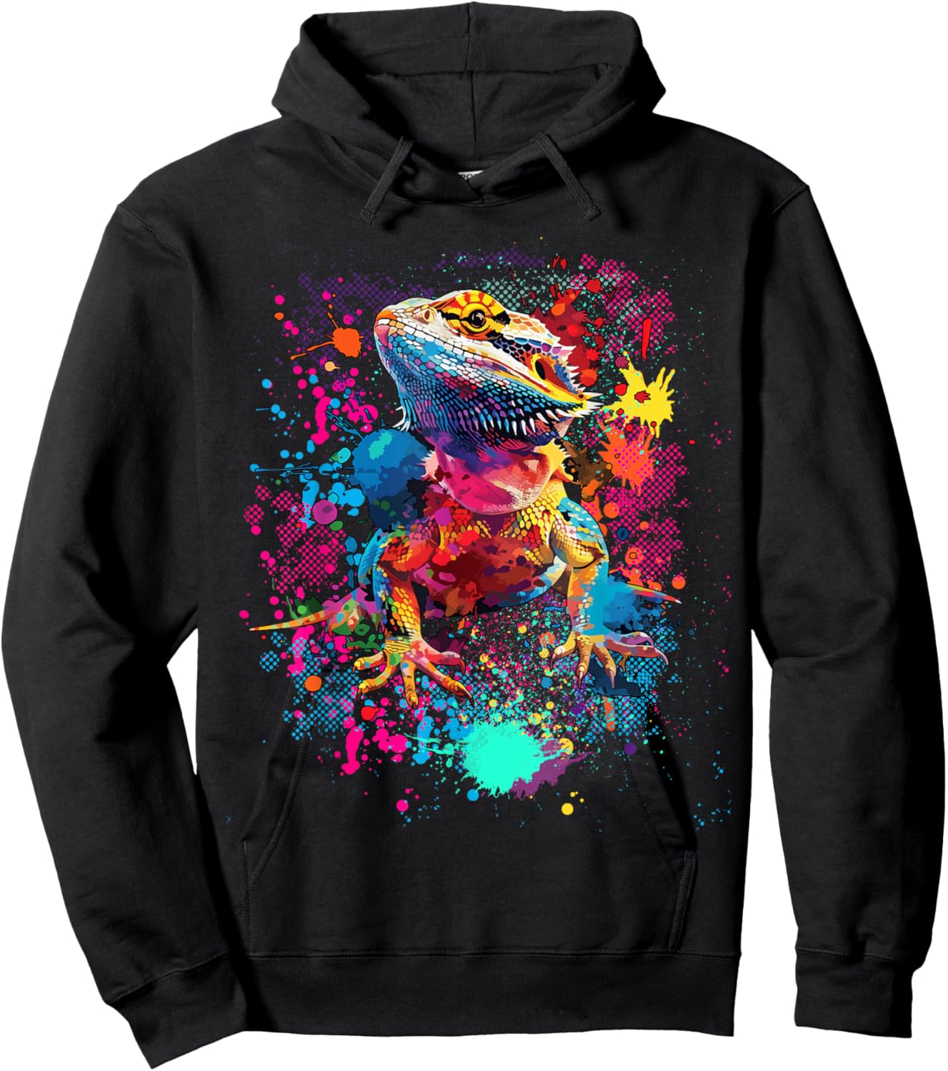 Bearded Dragon Lovers Colorful Pop Art Bearded Dragon Hoodie - Hoodie | Black
