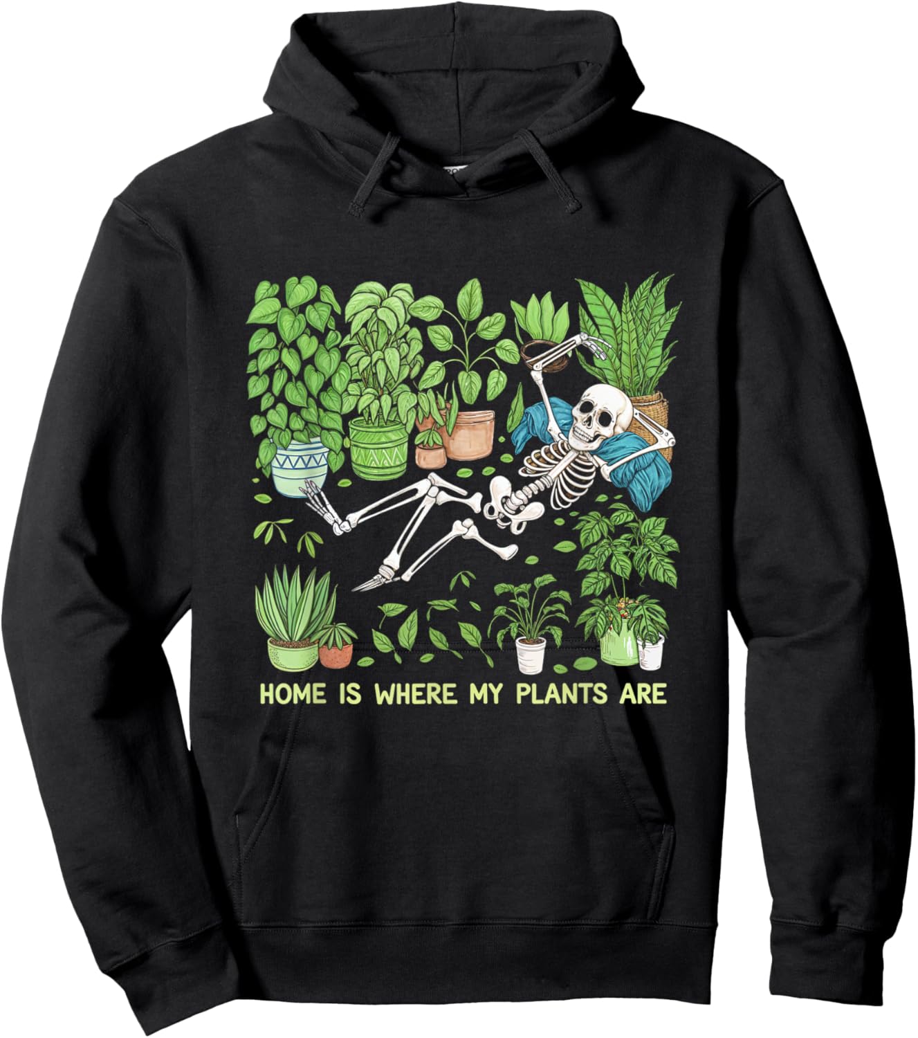 Where My Plants Are Skeleton Plant Lover Hoodie - Hoodie | Black