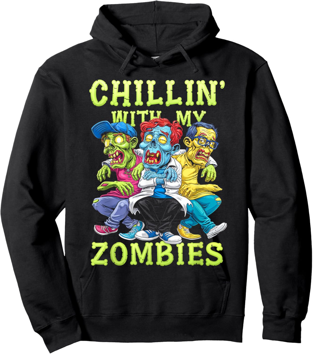 Chillin With My Zombies Zombie Halloween Kids Hoodie - Hoodie | Black