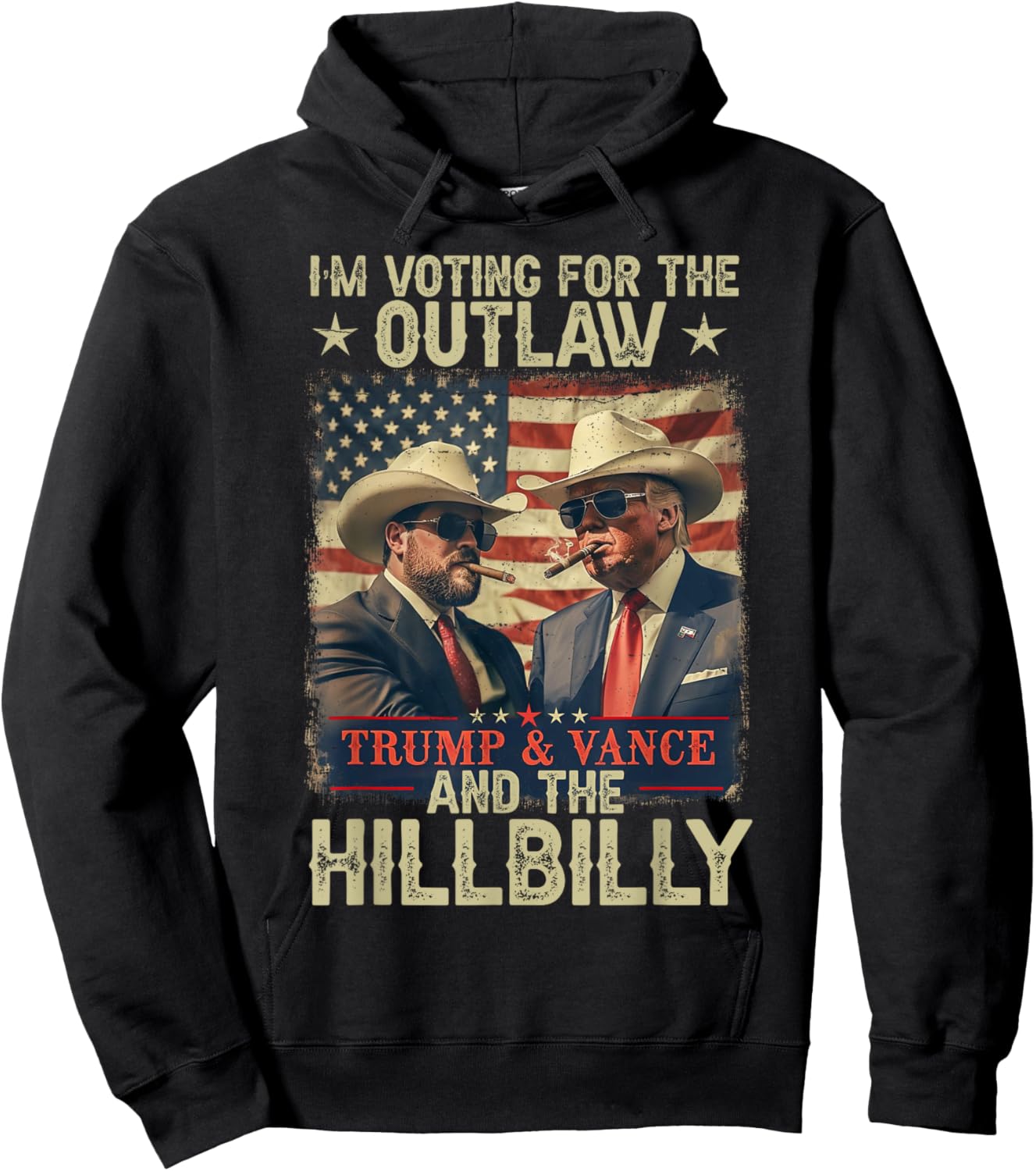 I'm Voting For The Outlaw And The Hillbilly Trump Vance 2024 Hoodie - Hoodie | Black