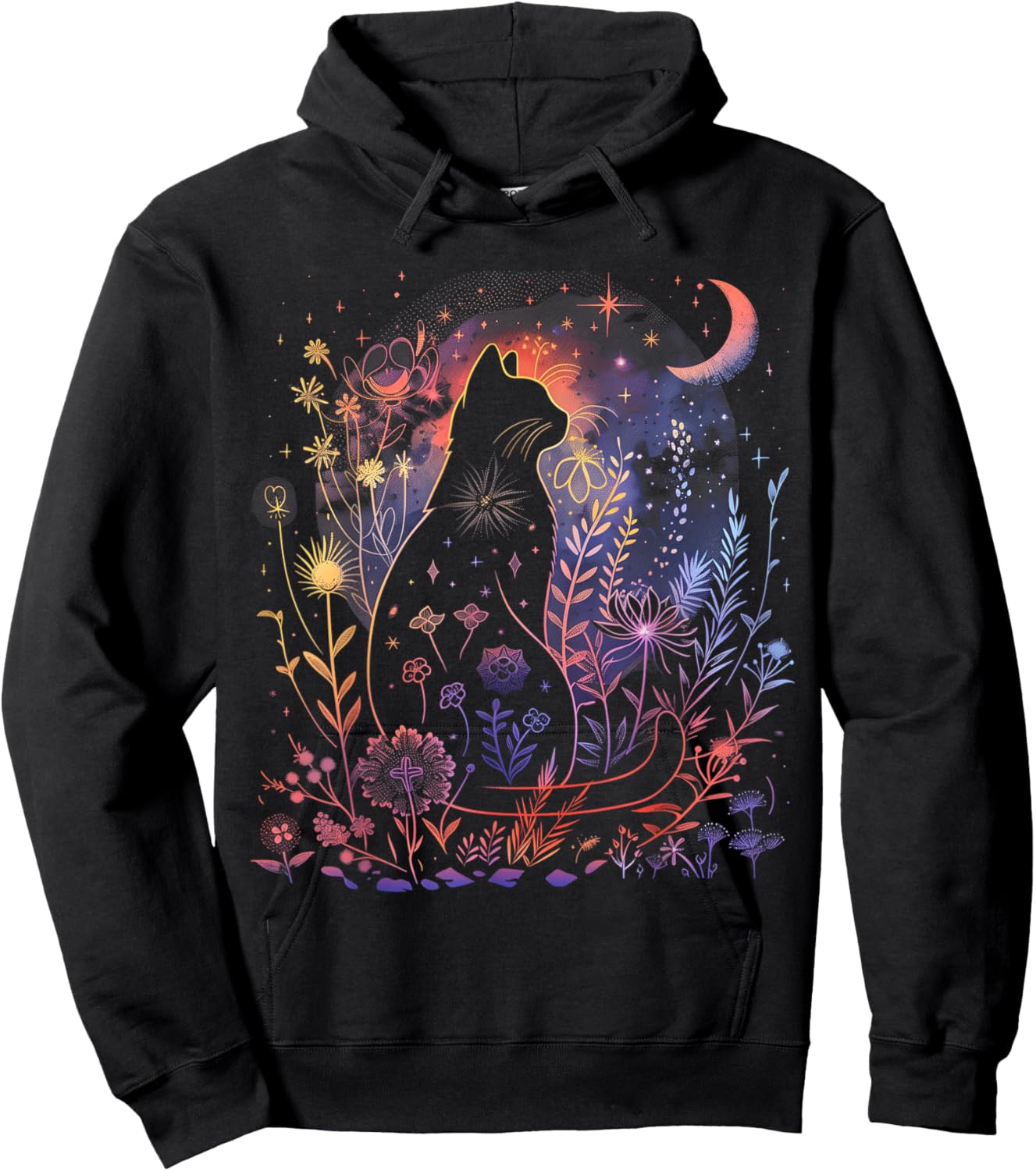 Halloween Black Cat Costume Mystical Cat Lover Girls Hoodie - Hoodie | Black