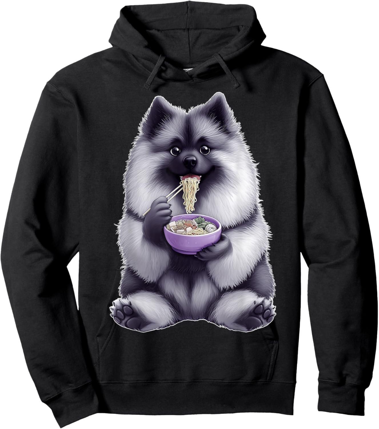 Keeshond Dog Ramen Japanese Noodles Hoodie - Hoodie | Black