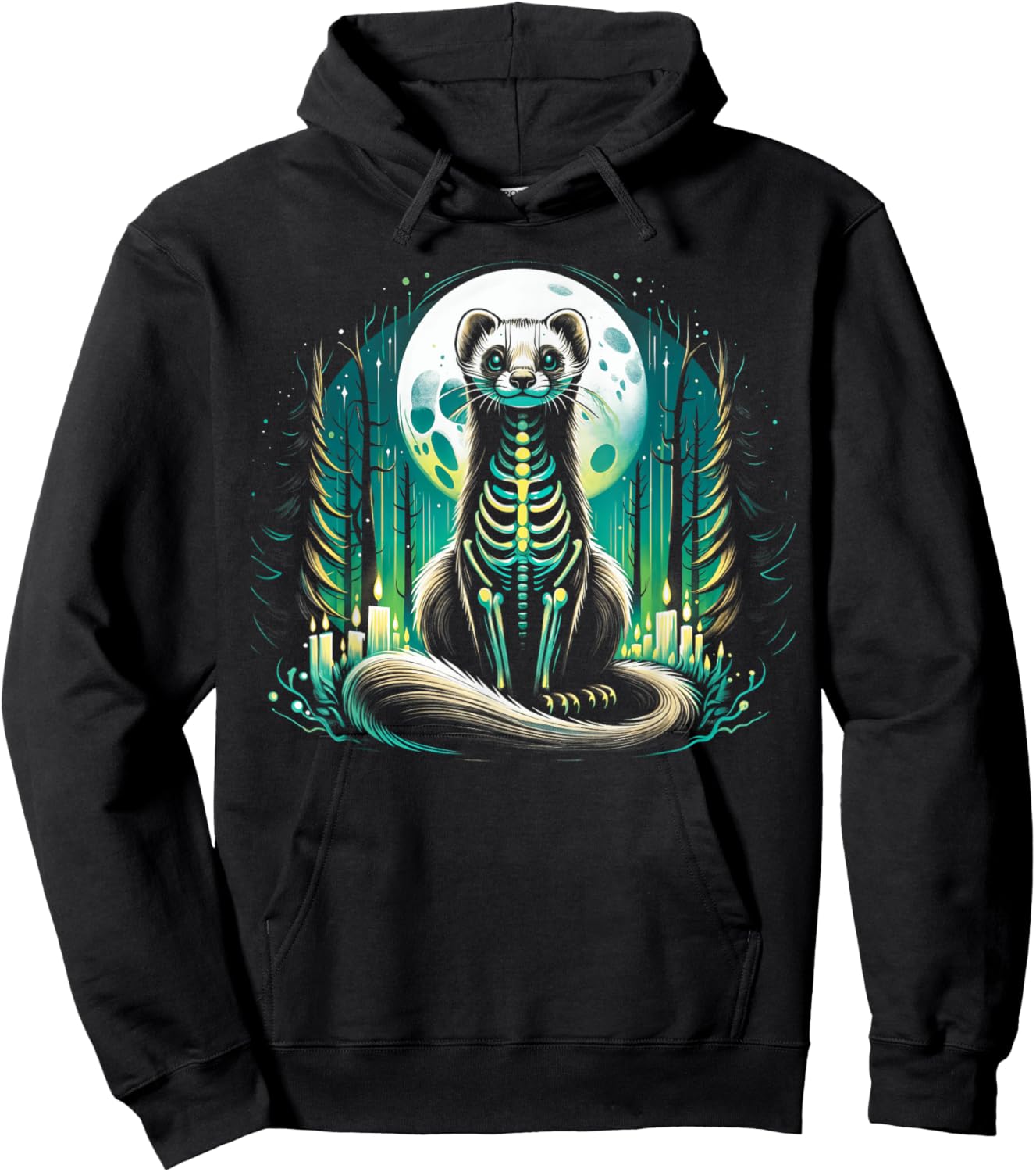 Cool Ferret Skeleton Halloween Christmas Birthday Hoodie - Hoodie | Black