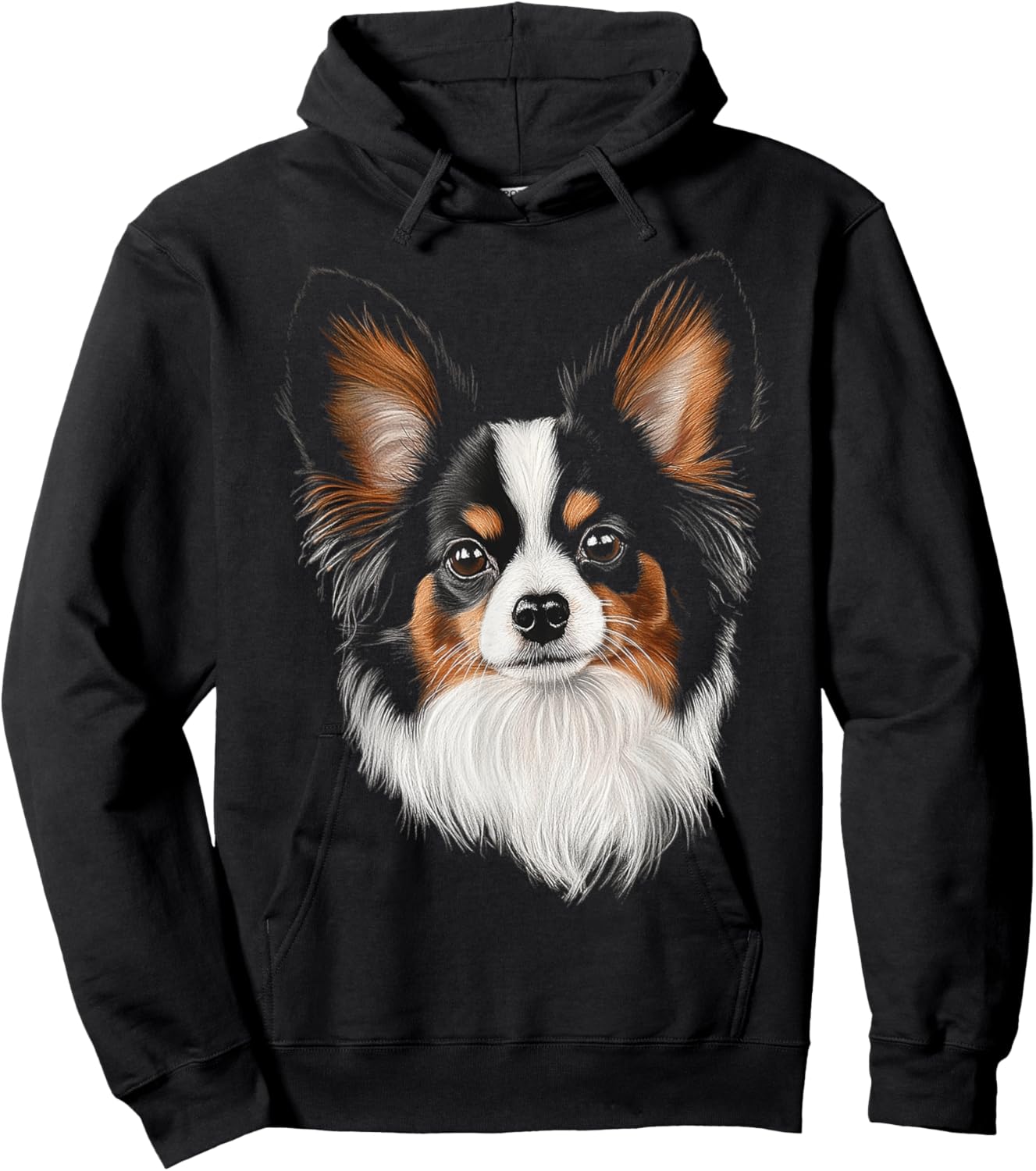 Papillon Dog Motif Pet Illustration Papillon Men Women Kids Hoodie - Hoodie | Black