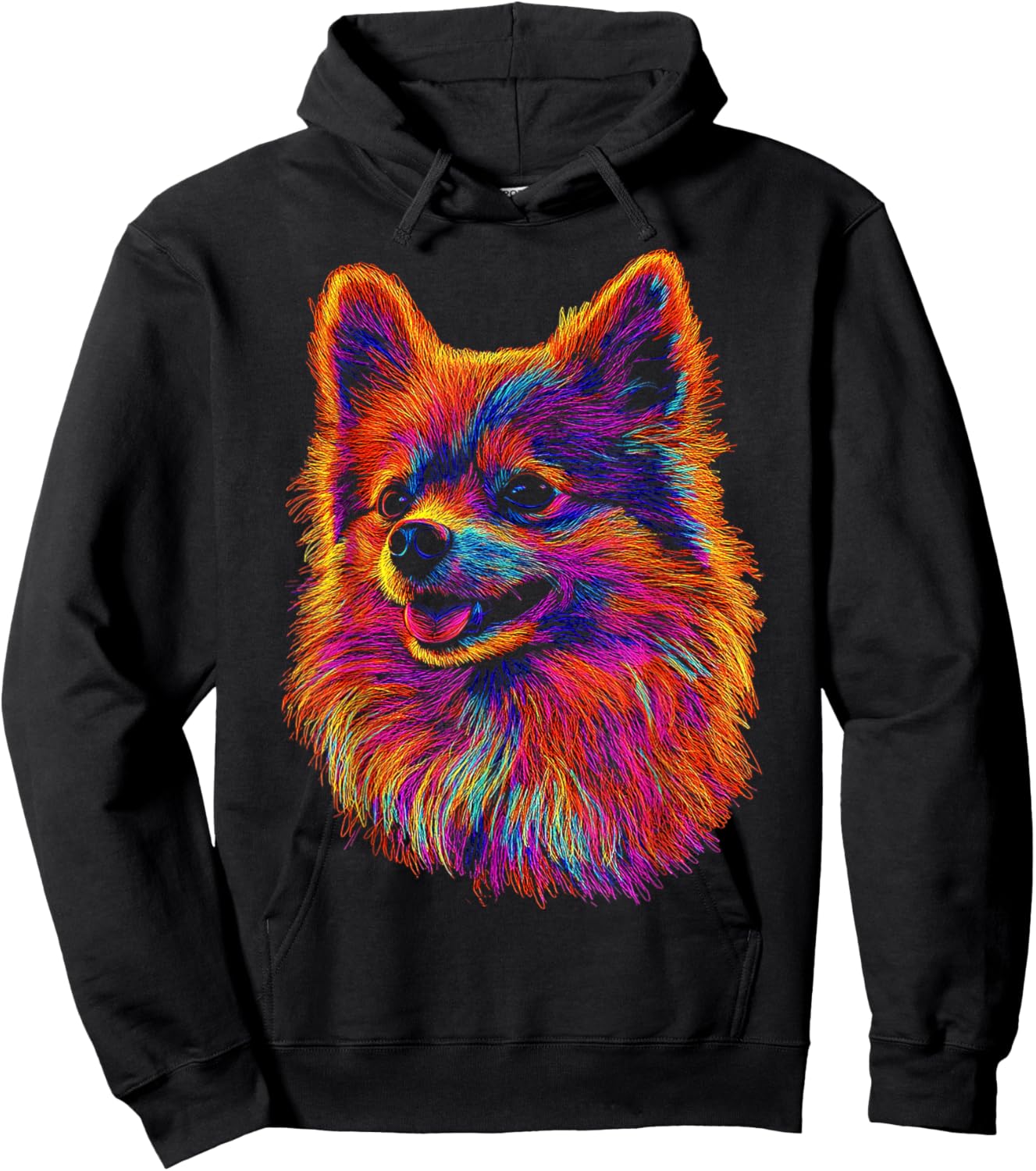 Pomeranian Dog Motif Pet Artwork Pomeranian Hoodie - Hoodie | Black