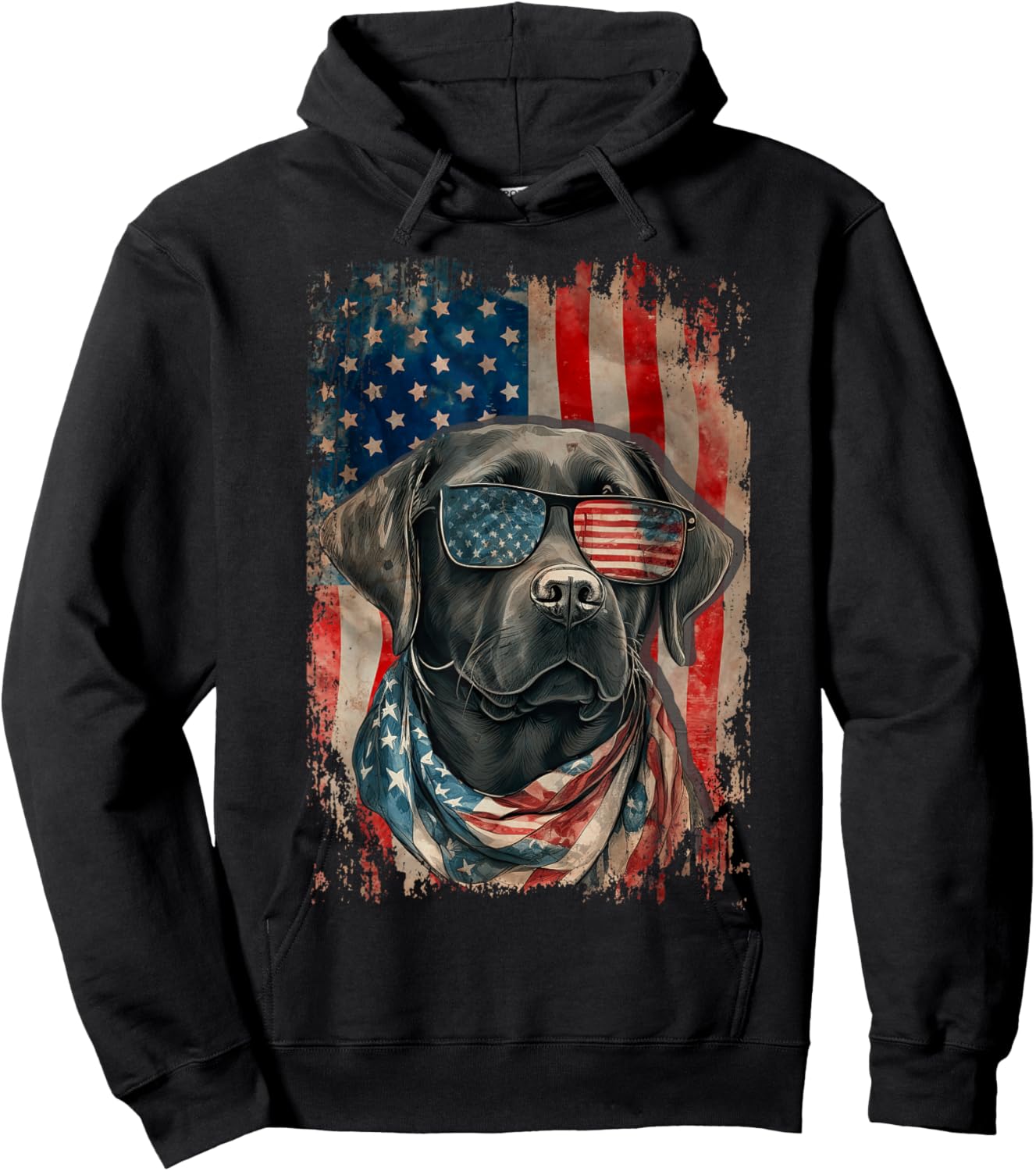 Black Labrador Retriever USA Flag Vintage Labrador Dog Lover Hoodie - Hoodie | Black