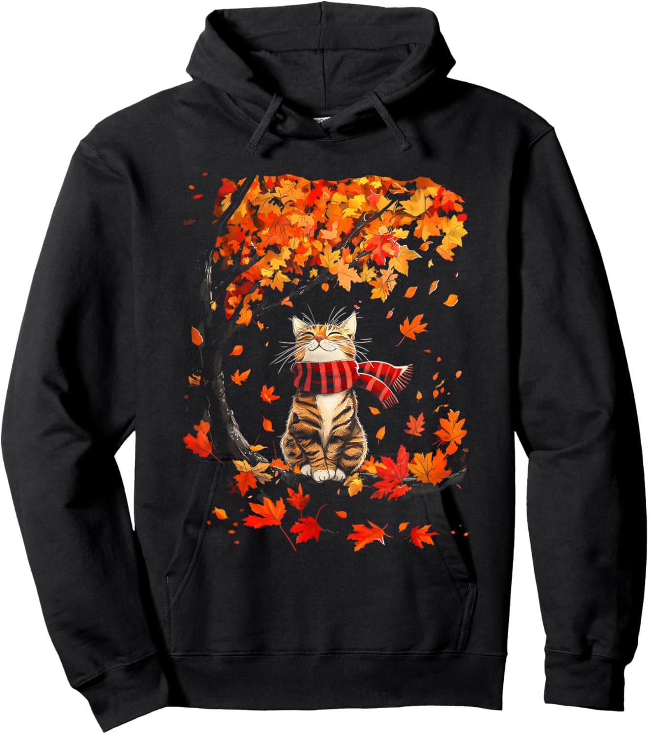 It's Fall Y'all Thanksgiving Cat Leaf Fall Tree Hello Autumn Hoodie - Hoodie | Black