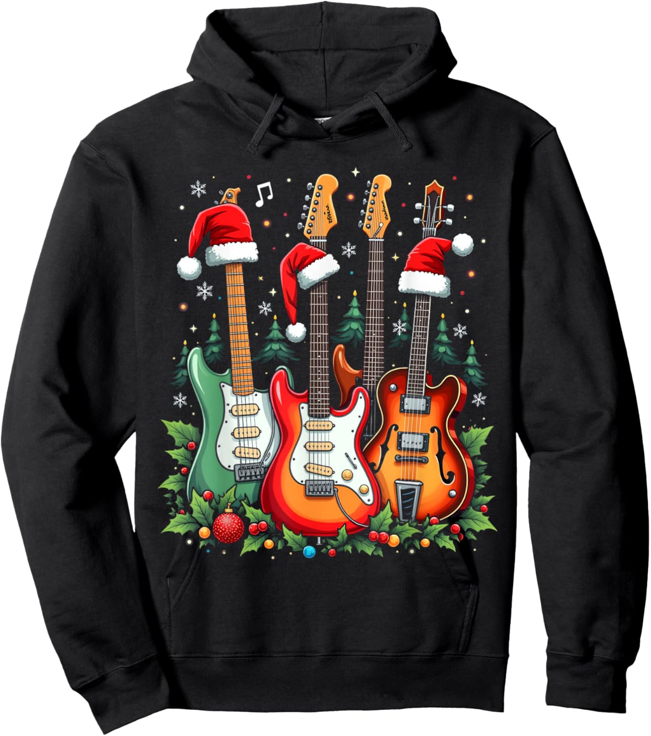 Christmas Guitar Hoodie - Hoodie | Black