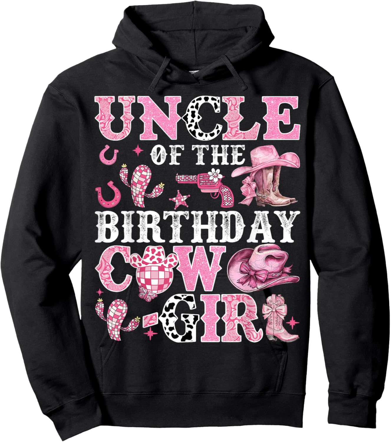 Uncle Of The Birthday Cow-Girl Rodeo Cow Girl Birthday Hoodie - Hoodie | Black
