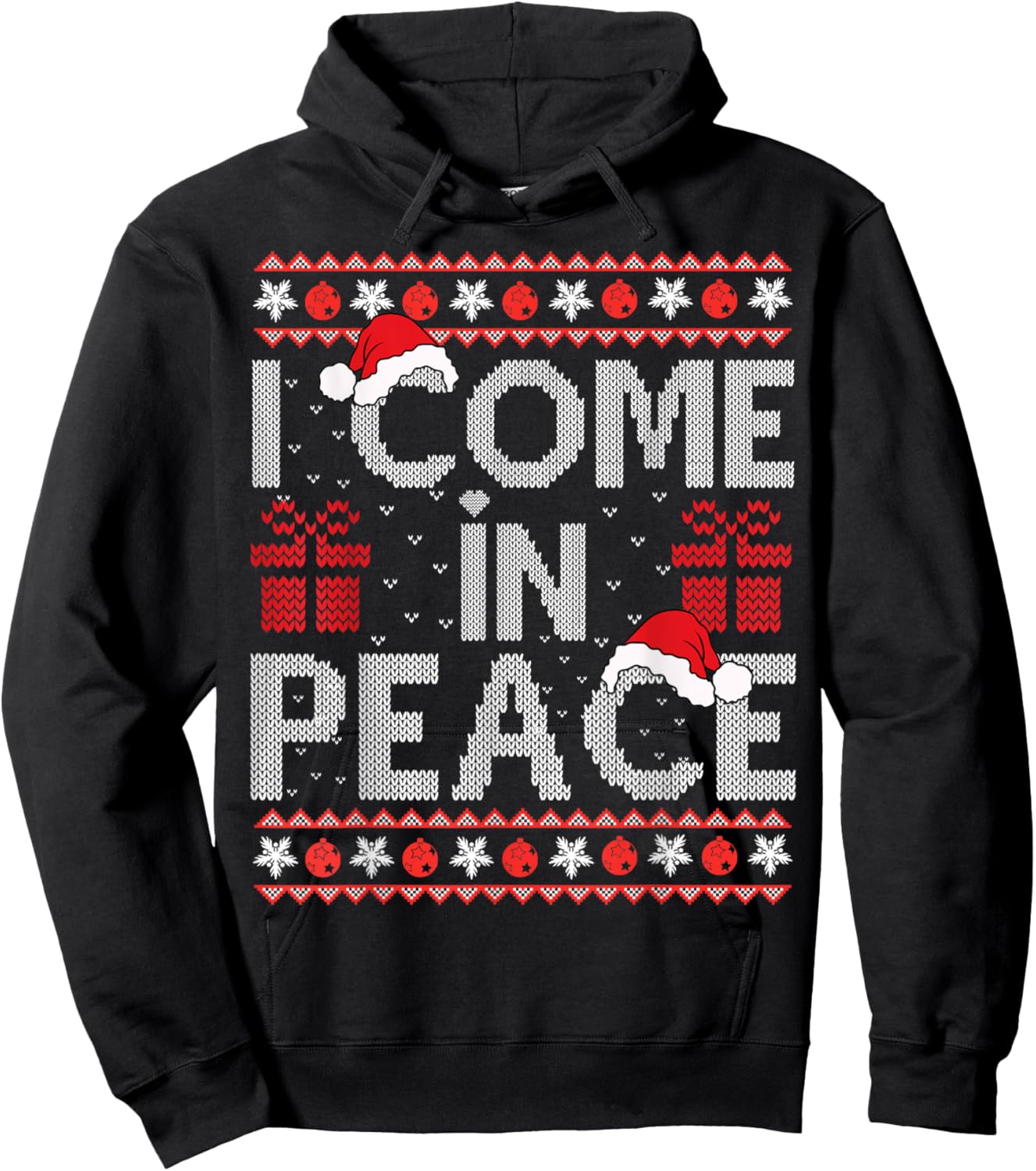 I Come In Peace I'm Peace Matching Ugly Christmas Sweater Hoodie - Hoodie | Black