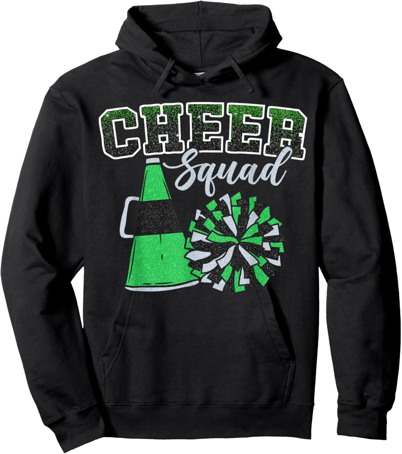 Cheer Squad Funny Cheerleader Cheerleading Green Women Girl Hoodie - Hoodie | Black