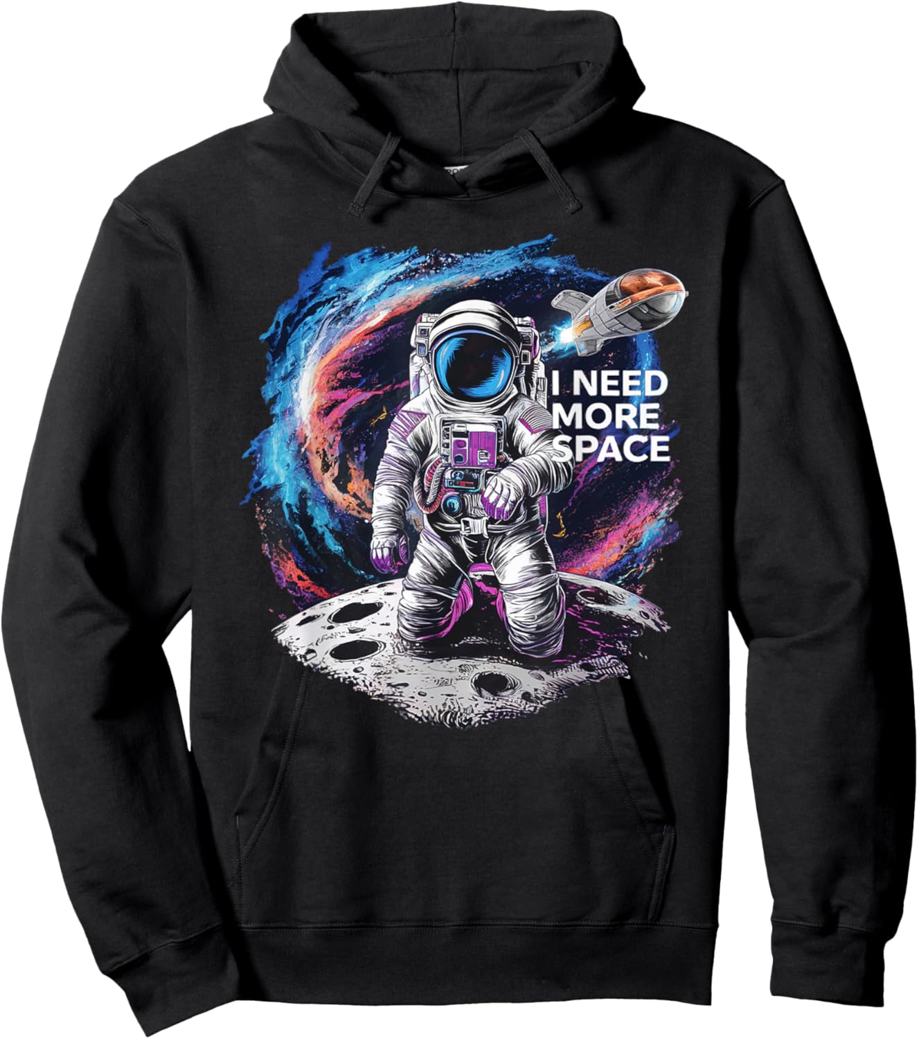 I Need More Space Funny Astronomy Lover Astronaut Space Hoodie - Hoodie | Black