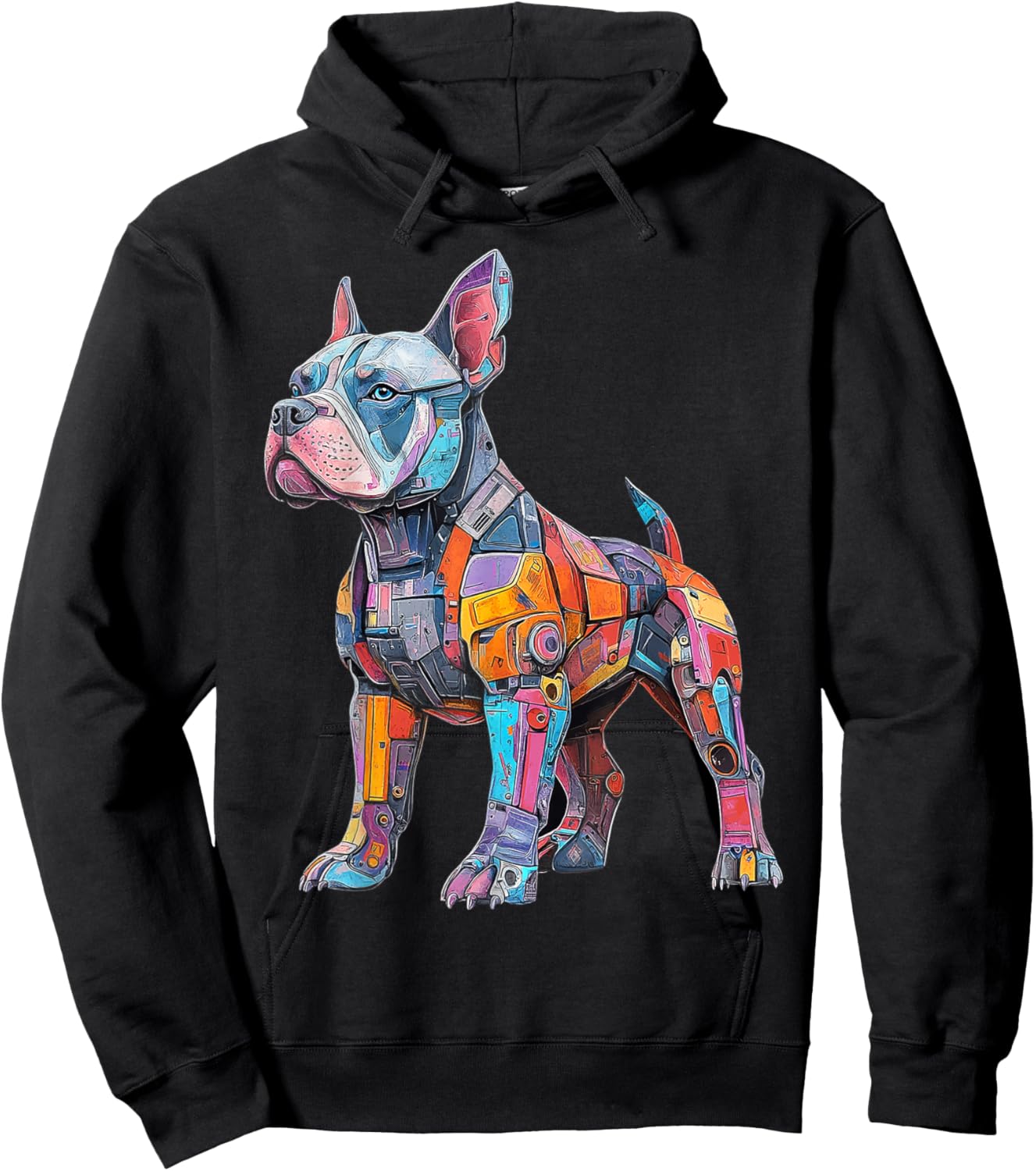American Bully Dog Motif Pet Artwork Colorful American Bully Women Kids Hoodie - Hoodie | Black