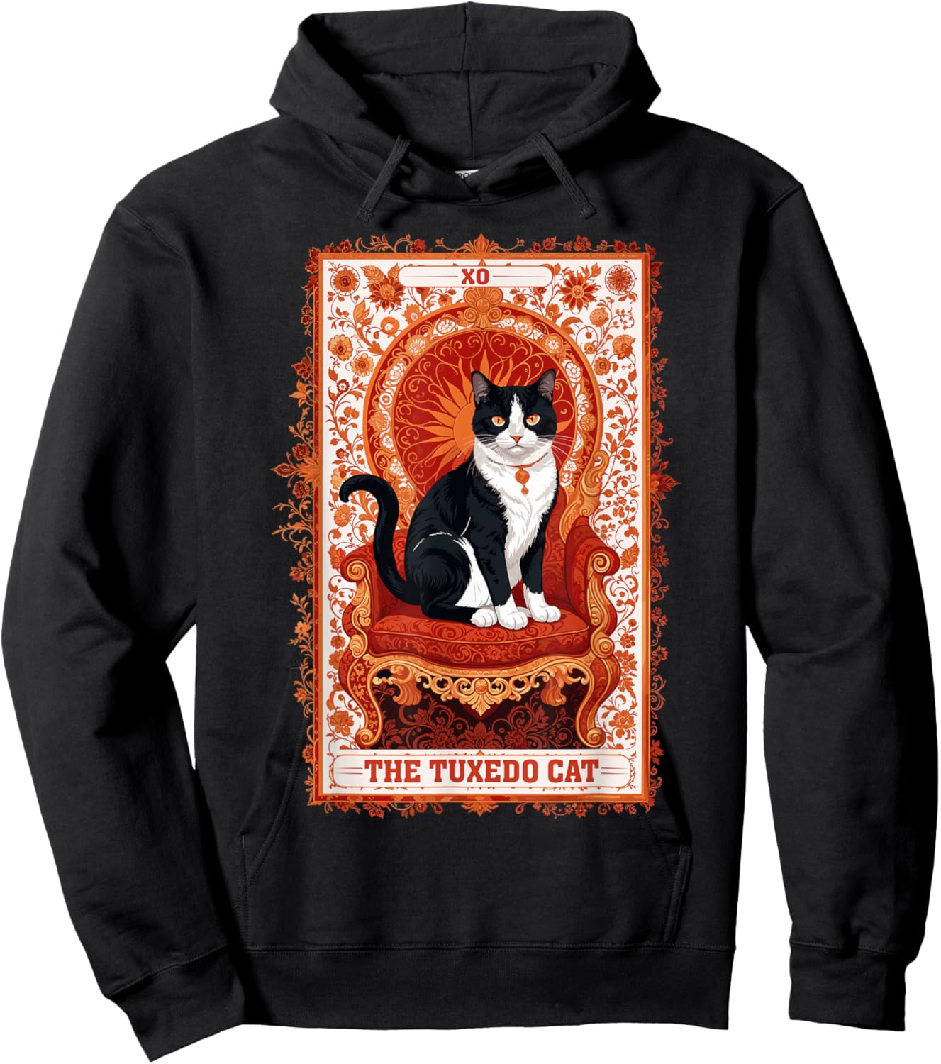 Tuxedo Cat Tarot Card Shirt Funny Tarot Reading Cat Lover Women Kids Hoodie - Hoodie | Black