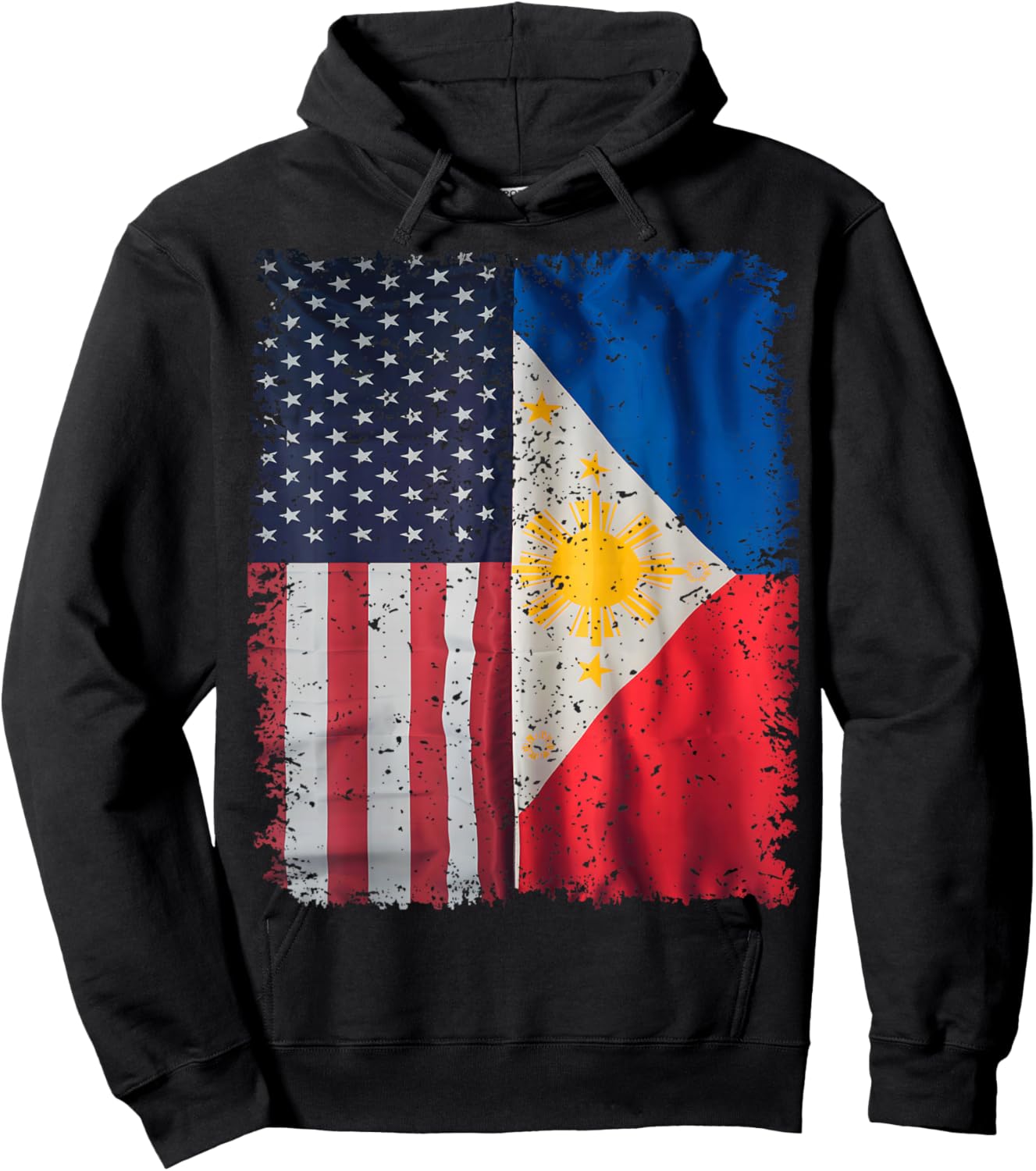 Philippines Usa Flag America Filipino Roots American Grown Hoodie - Hoodie | Black