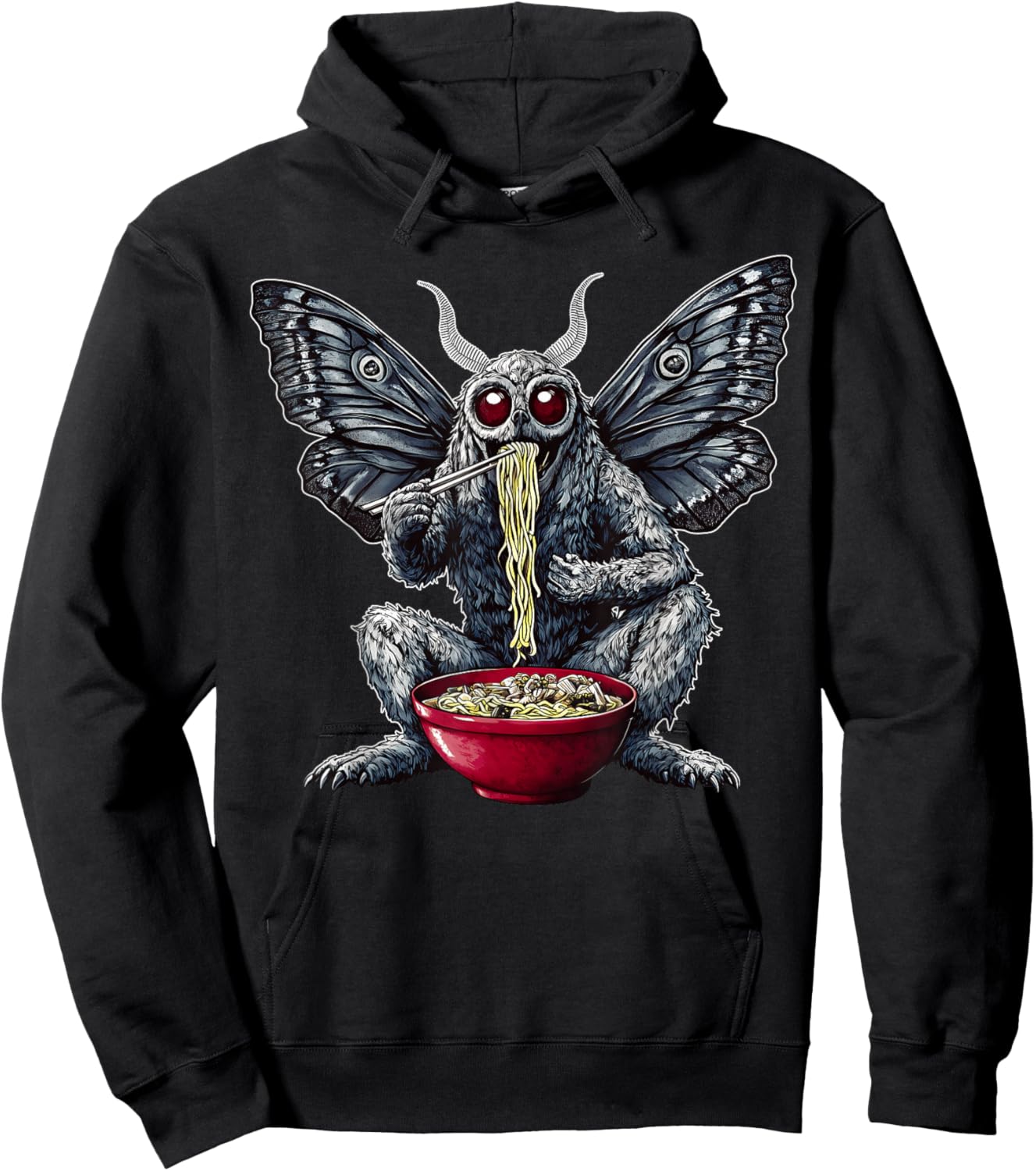 Mothman Cryptozoology Cryptid Ramen Japanese Noodles Hoodie - Hoodie | Black