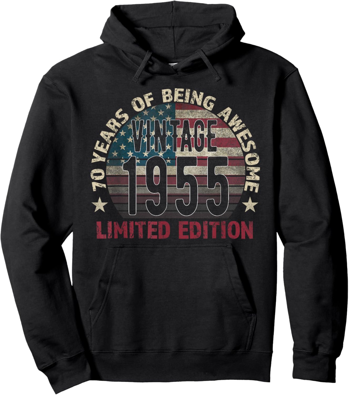 70th Birthday Gift Men Vintage Born 1955 Turning 70 Year Old Hoodie - Hoodie | Black