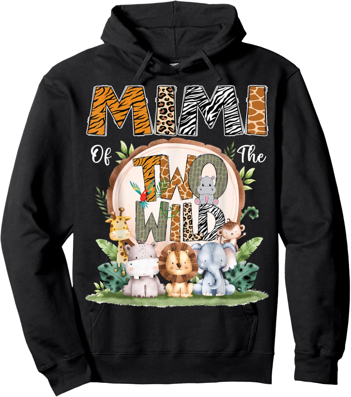 Mimi Of The Two Wild Animal Safari 2Nd Birthday Party Hoodie - Hoodie | Black