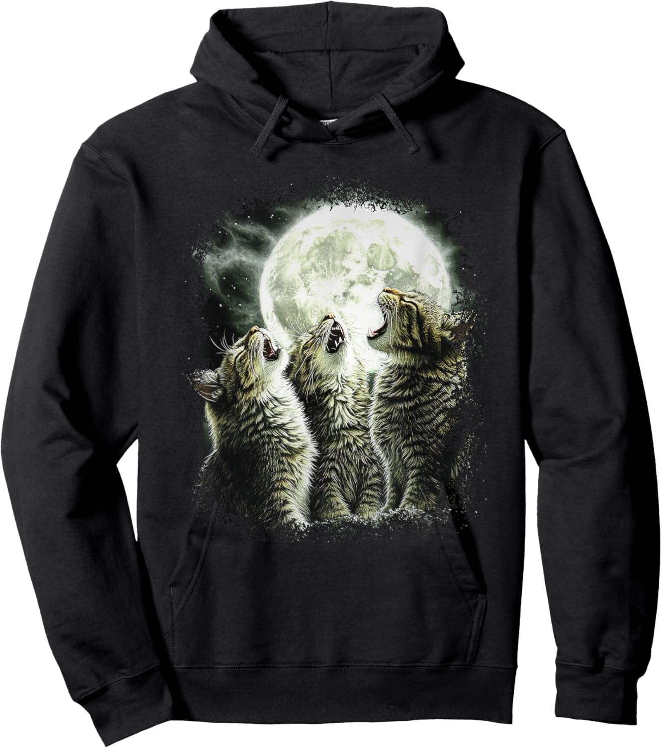 Funny Cats Howling At Moon Hoodie - Hoodie | Black