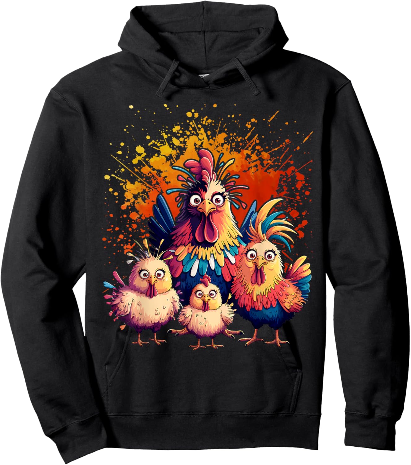 Colorful Funny Chicken Art Hoodie - Hoodie | Black
