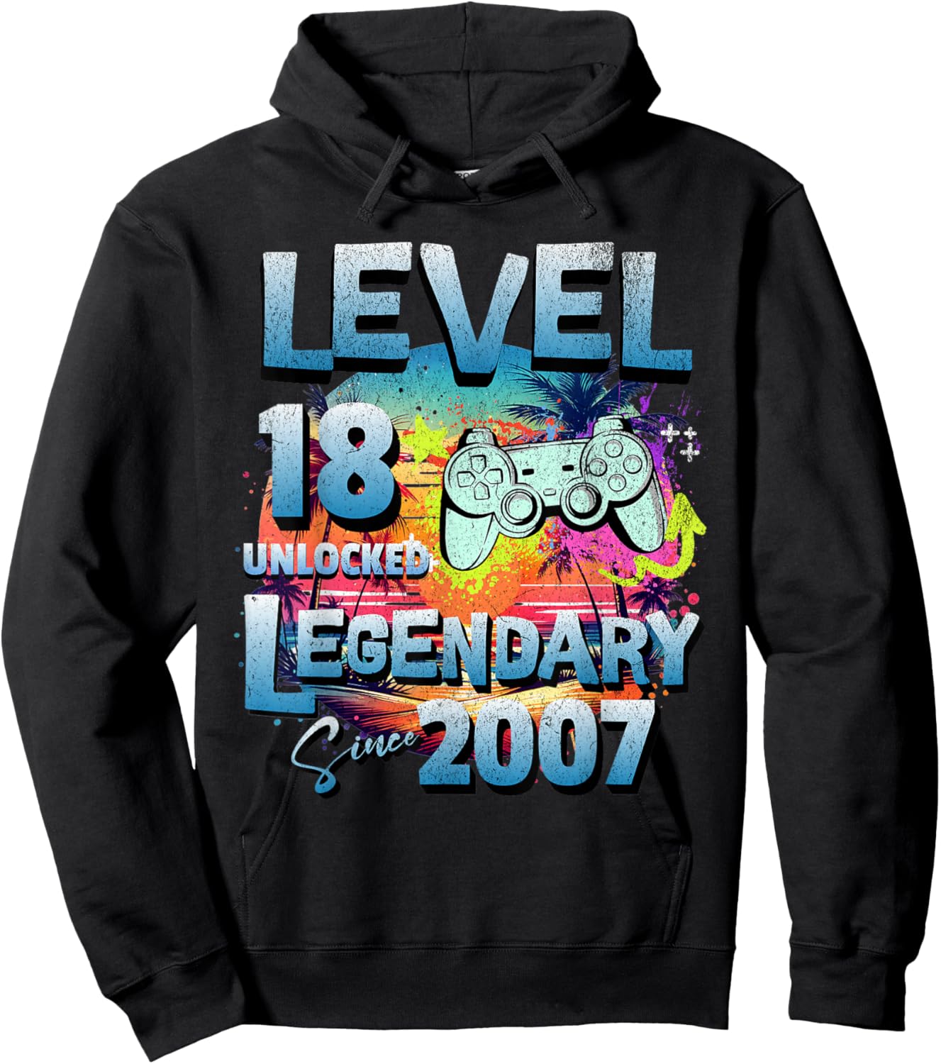 Level 18 years old unlocked since 2007 Legendary birthday Hoodie - Hoodie | Black