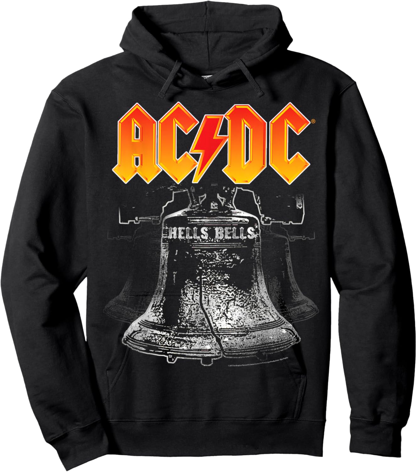 AC/DC Classic Black Cotton - Hells Bells Design, Casual Fit Hoodie - Hoodie | Black