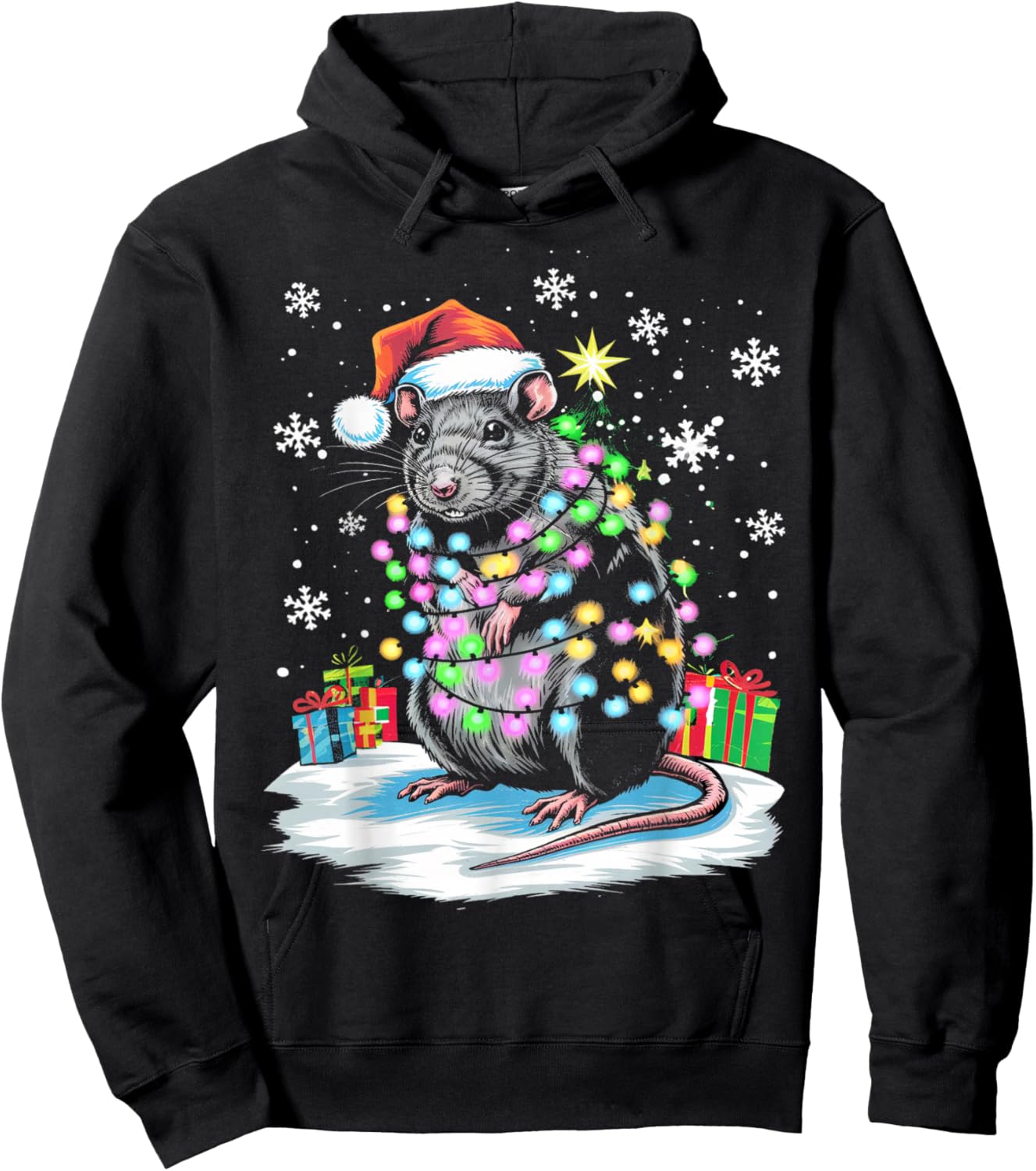 Rat Christmas Light Family Hoodie - Hoodie | Black