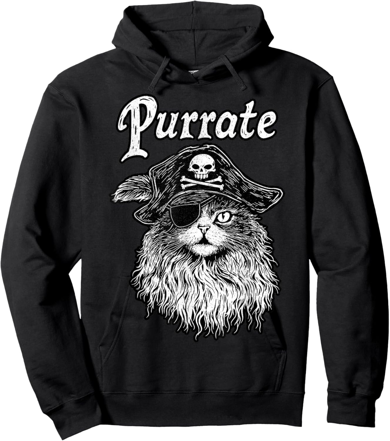 Purrate Pirate Cat – Feline Lover Funny Kitty Pun Hoodie - Hoodie | Black