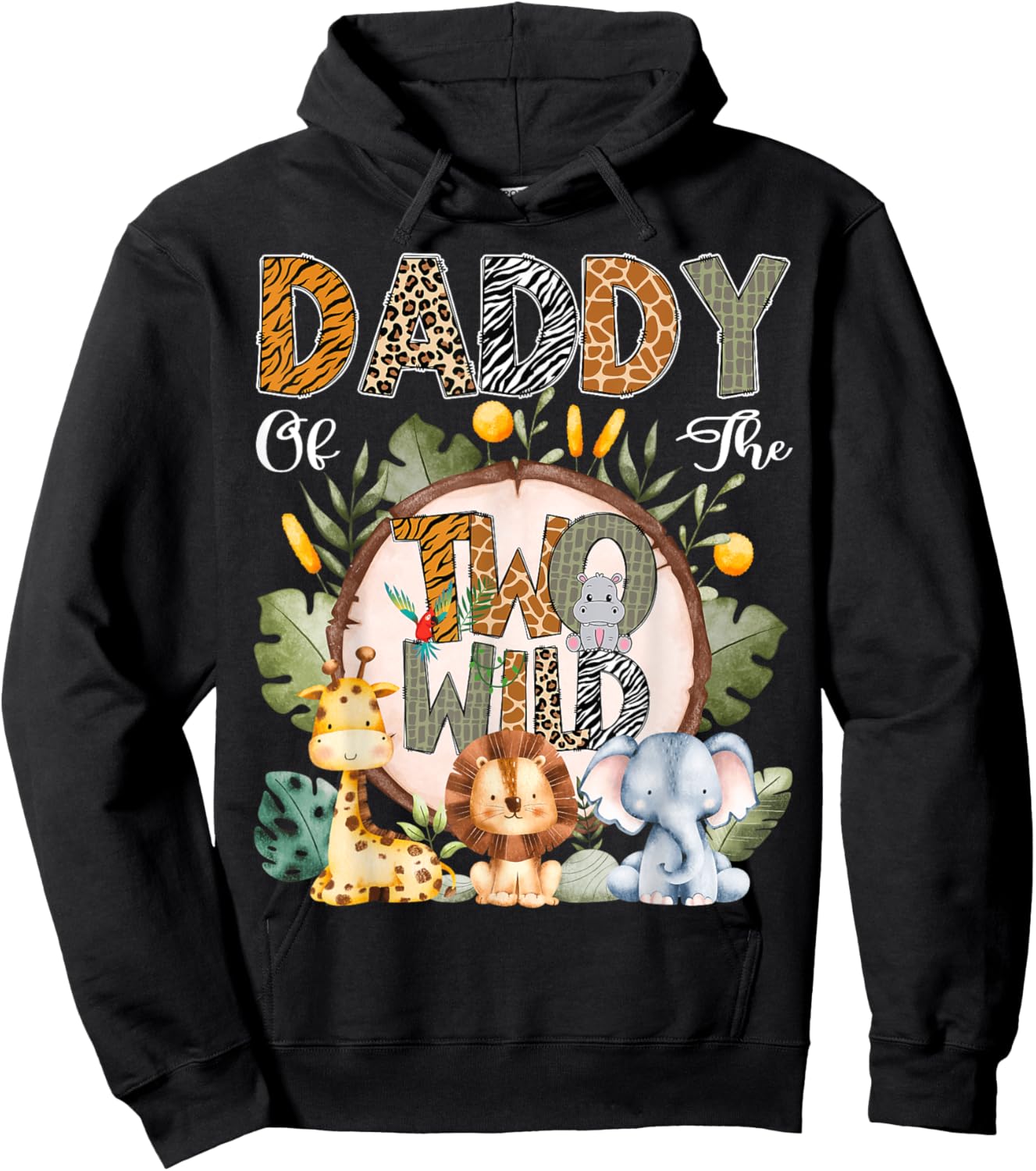 Daddy Of The Two Wild Animal Safari 2Nd Birthday Party Hoodie - Hoodie | Black