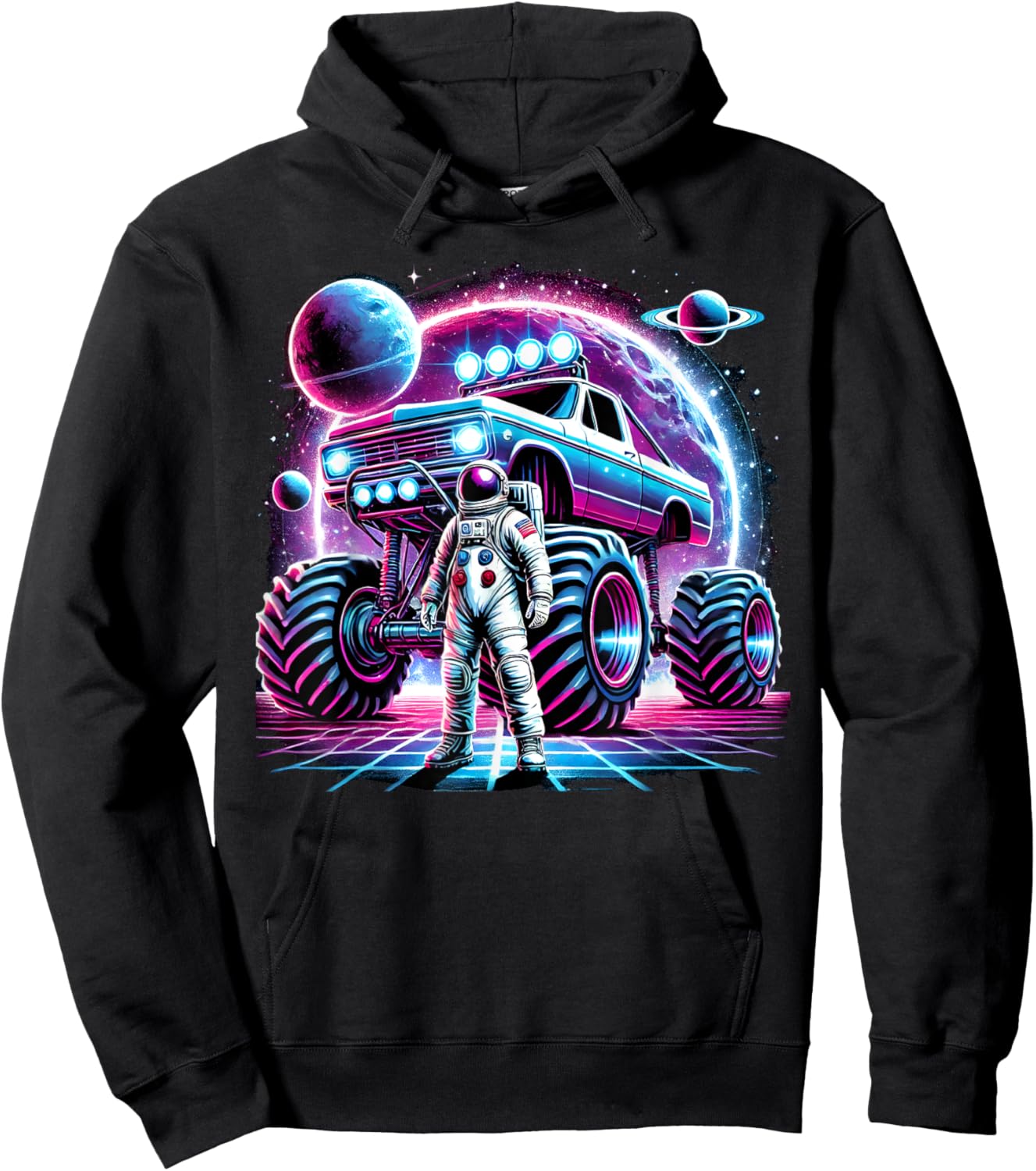 Astronaut Cosmic Space Adventure Monster Truck Astronomy Hoodie - Hoodie | Black