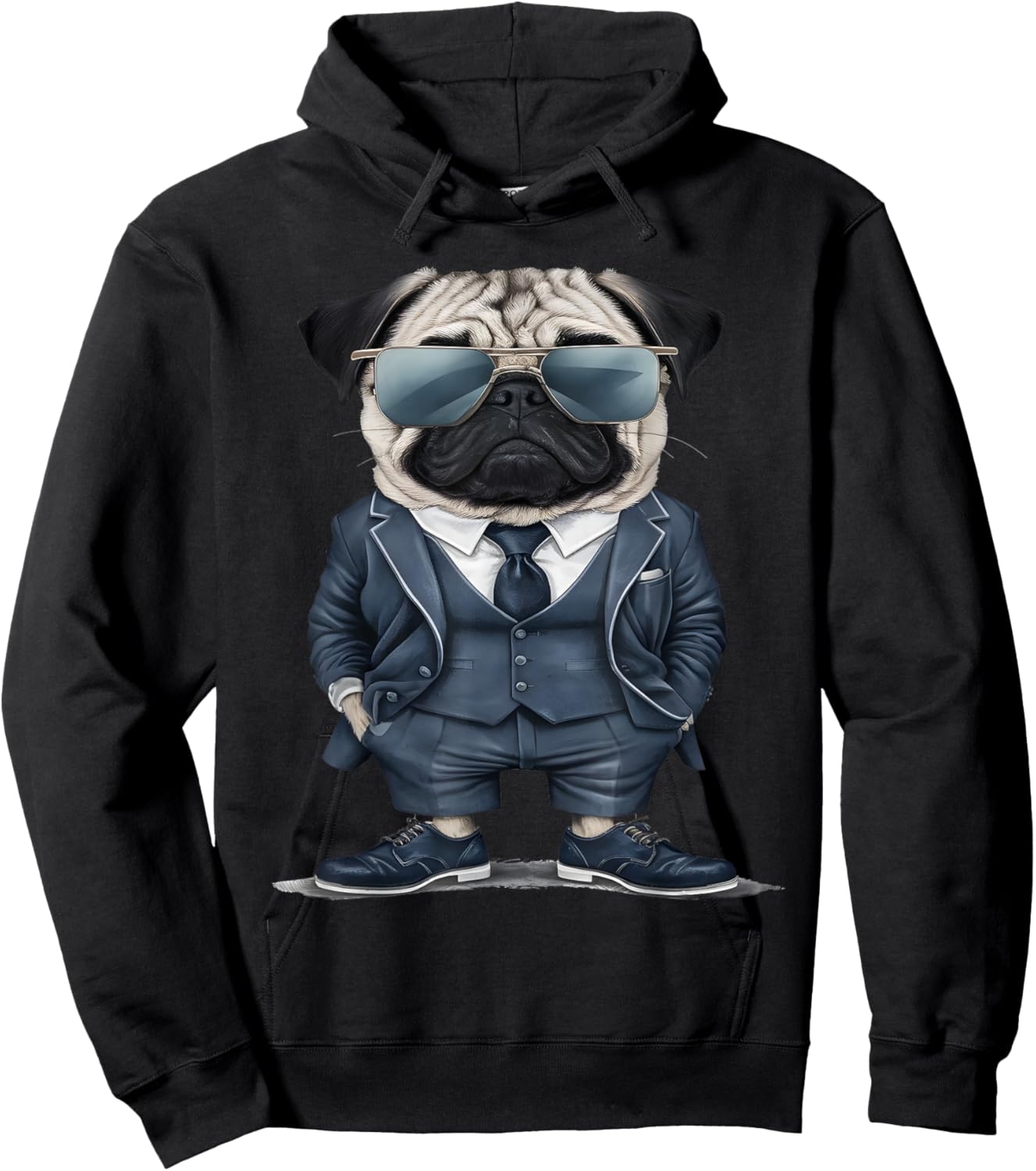 Men Woman Pug Suit Pug Hoodie - Hoodie | Black