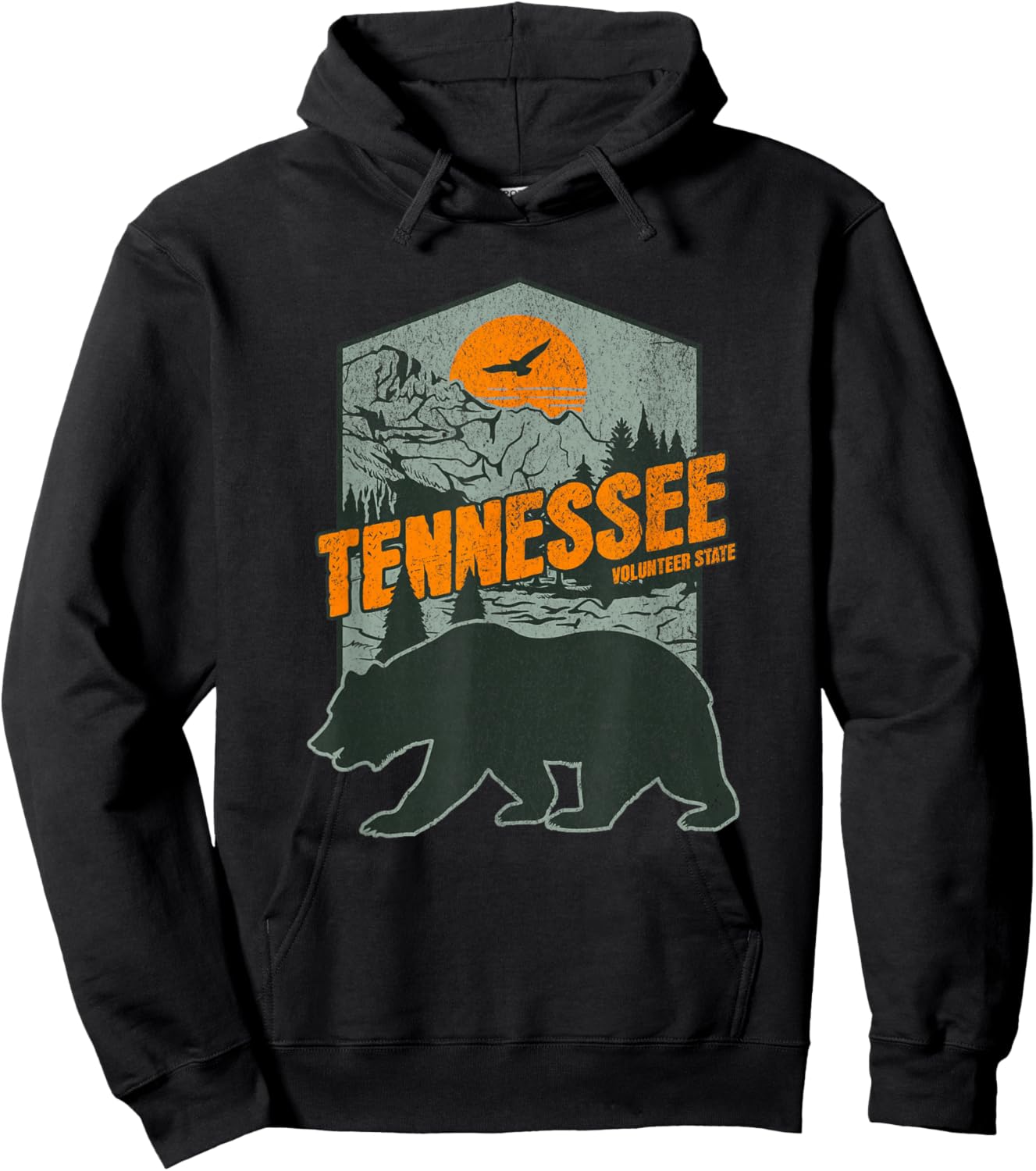 Vintage Tennessee Volunteer State, Smoky Mountains, Bear Hoodie - Hoodie | Black