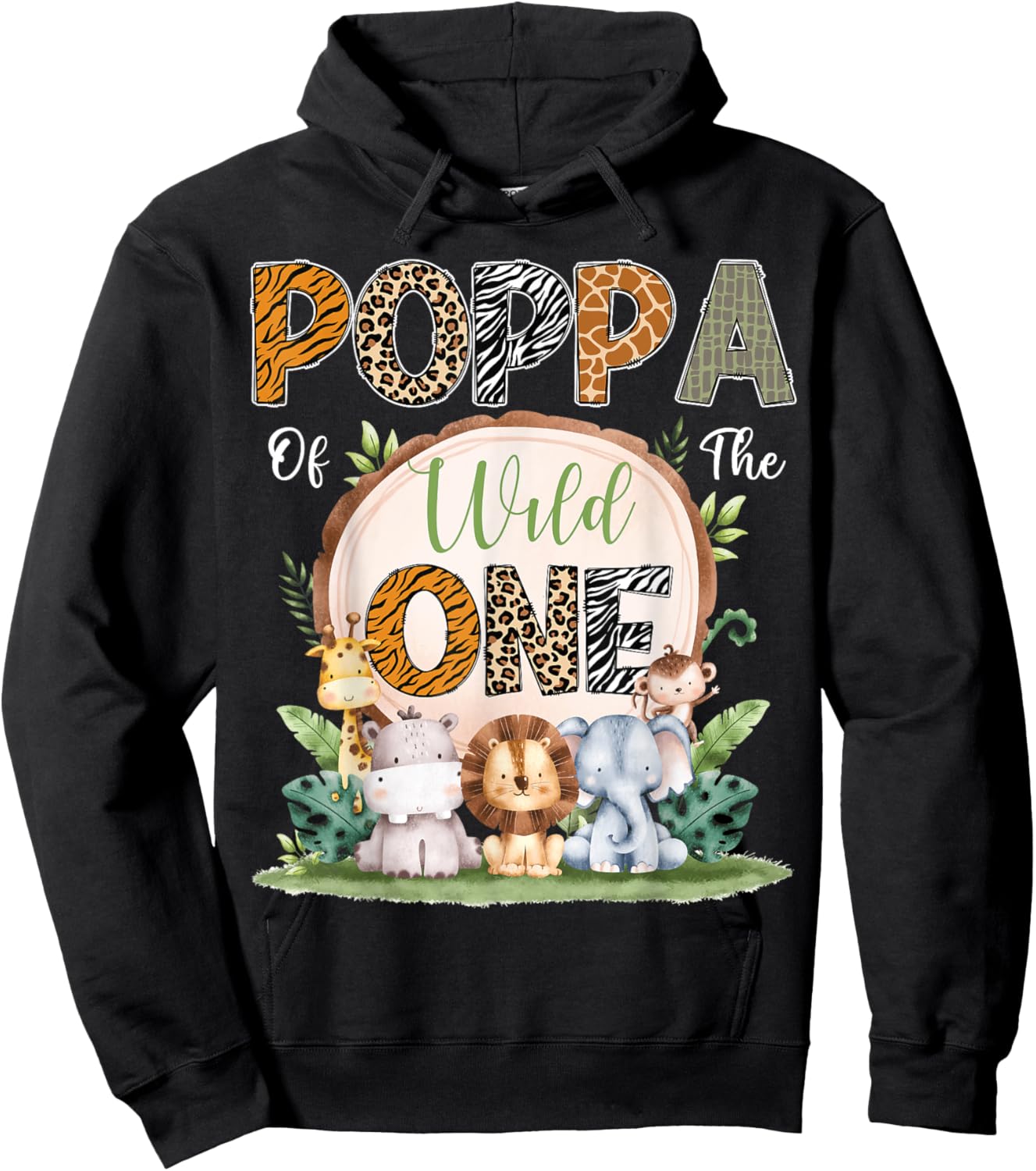 Poppa Of The Wild One First Birthday Safari Woodland Hoodie - Hoodie | Black