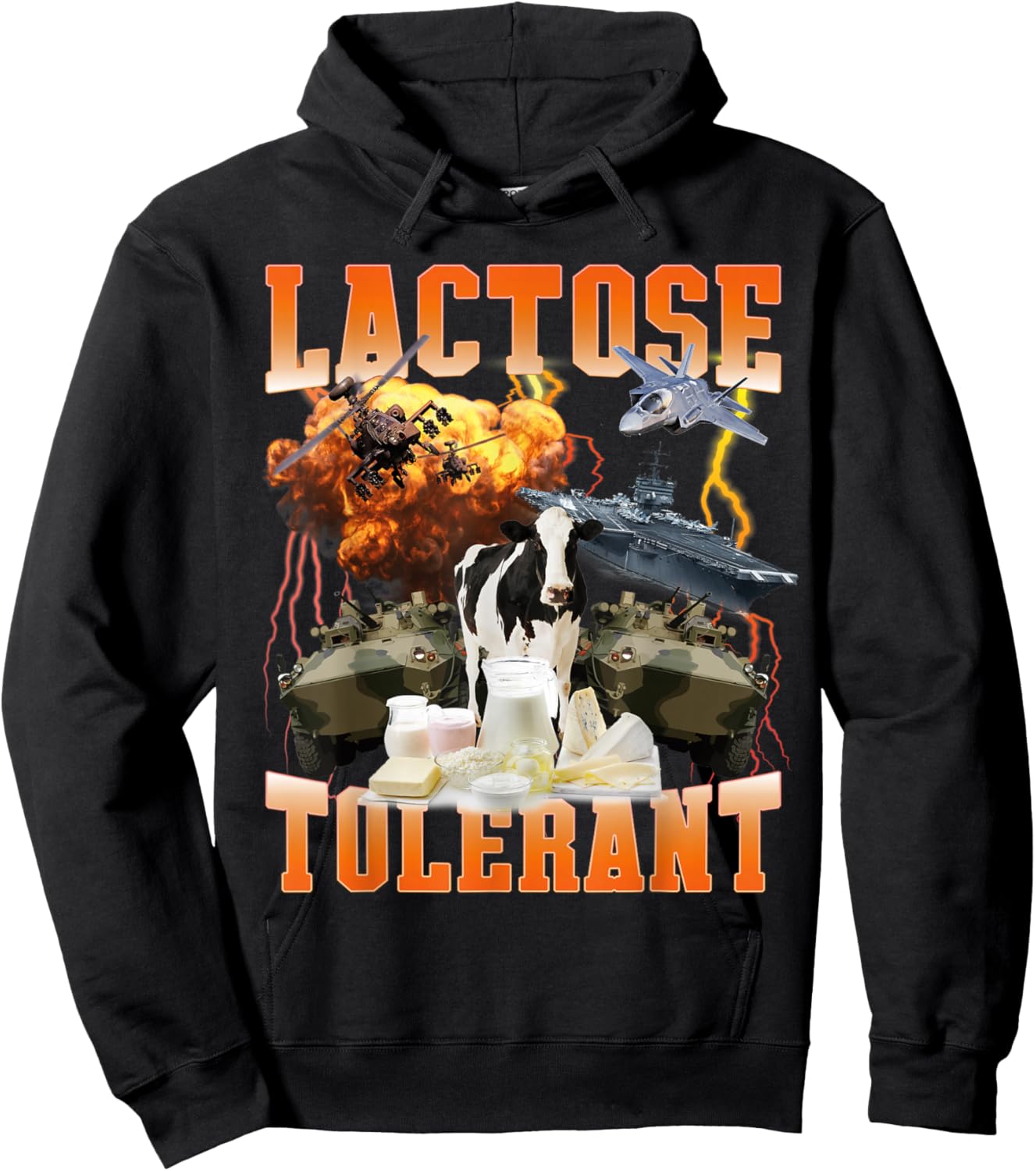 Funny Lactose Tolerant Meme Sarcastic For Lactose Intolerant Hoodie - Hoodie | Black