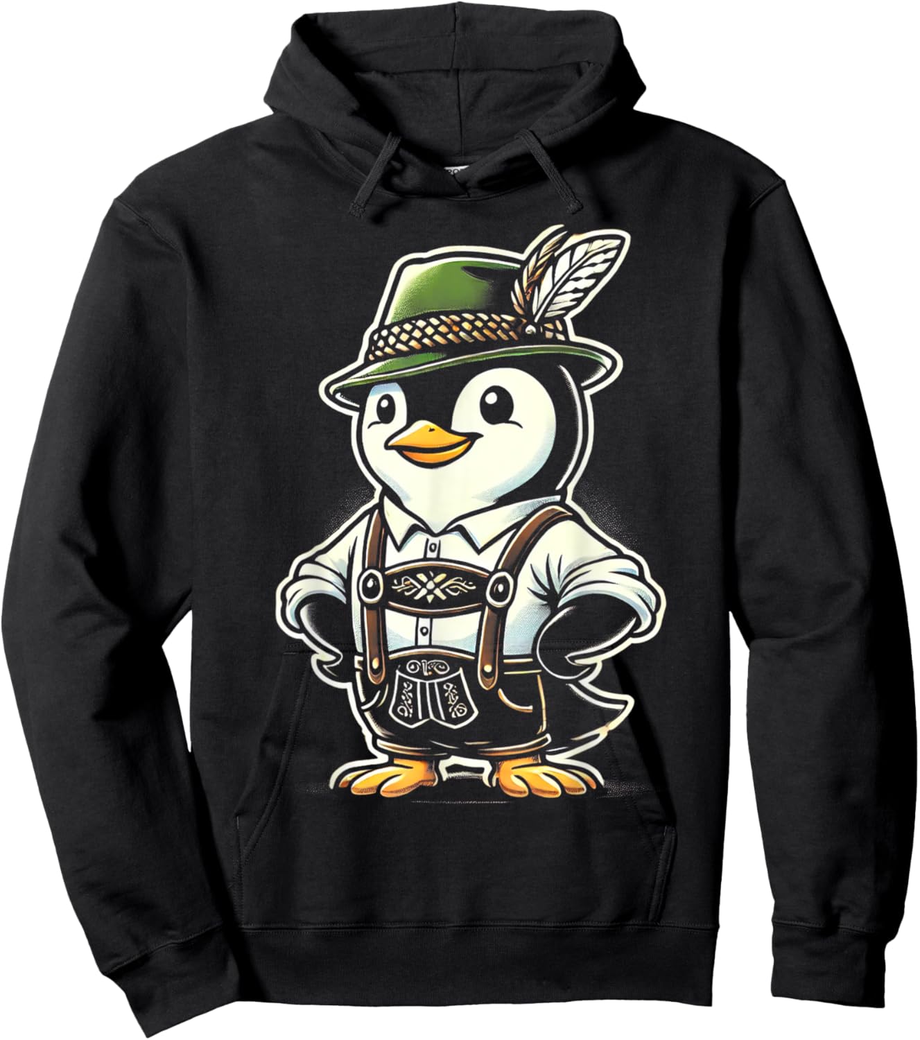 Oktoberfest Penguin Funny German Bavarian Lederhosen Penguin Hoodie - Hoodie | Black