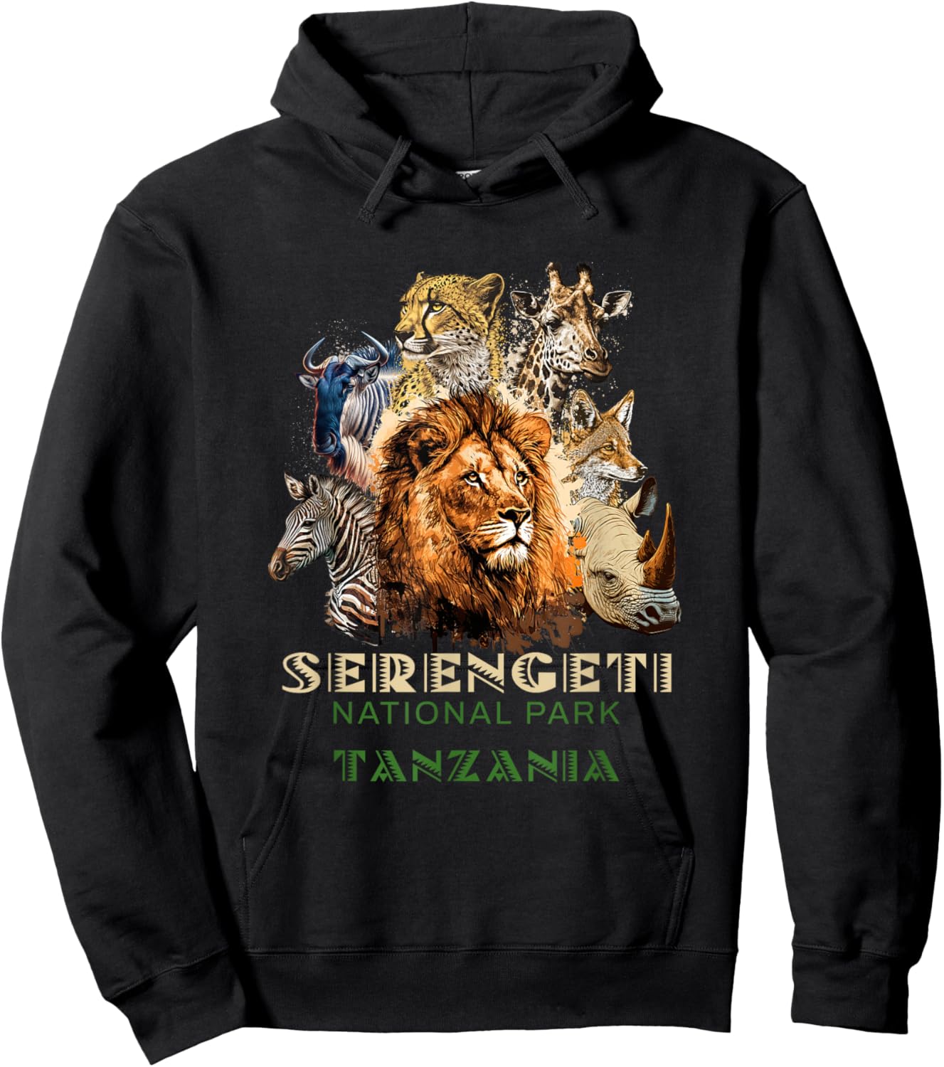 African Serengeti National Park Animal Safari Tanzania Hoodie - Hoodie | Black